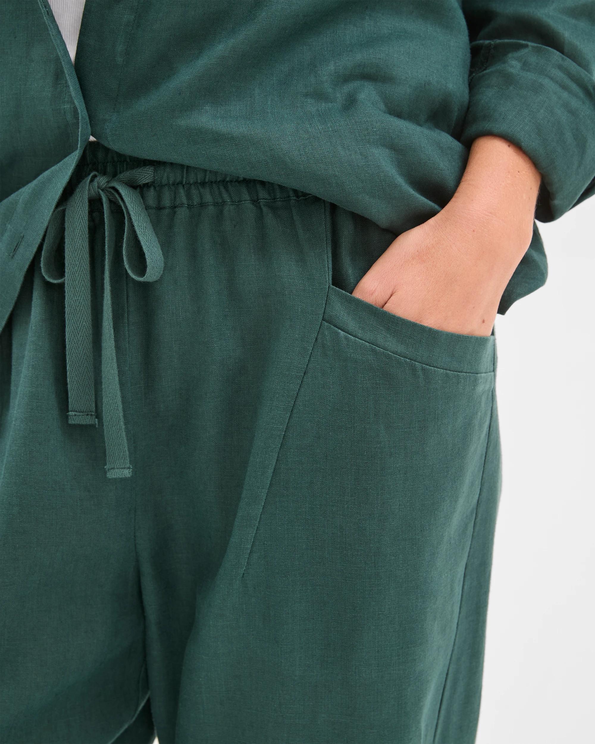 4 Target Woman European Linen Tapered Pants DEEP GREEN, 4 of 6