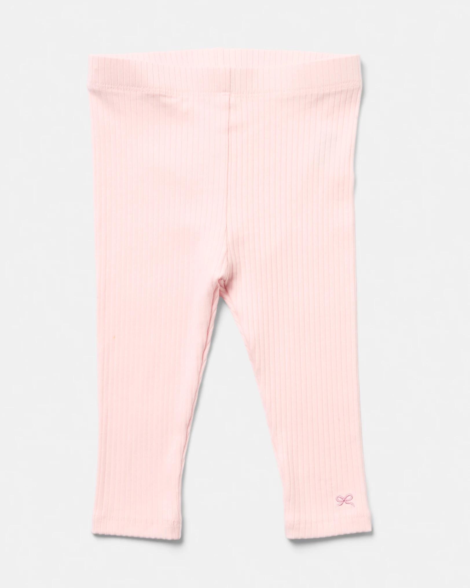 4 Australian Cotton Lantern Sleeve Rib Leggings Set Pnk Bows, 4 of 6