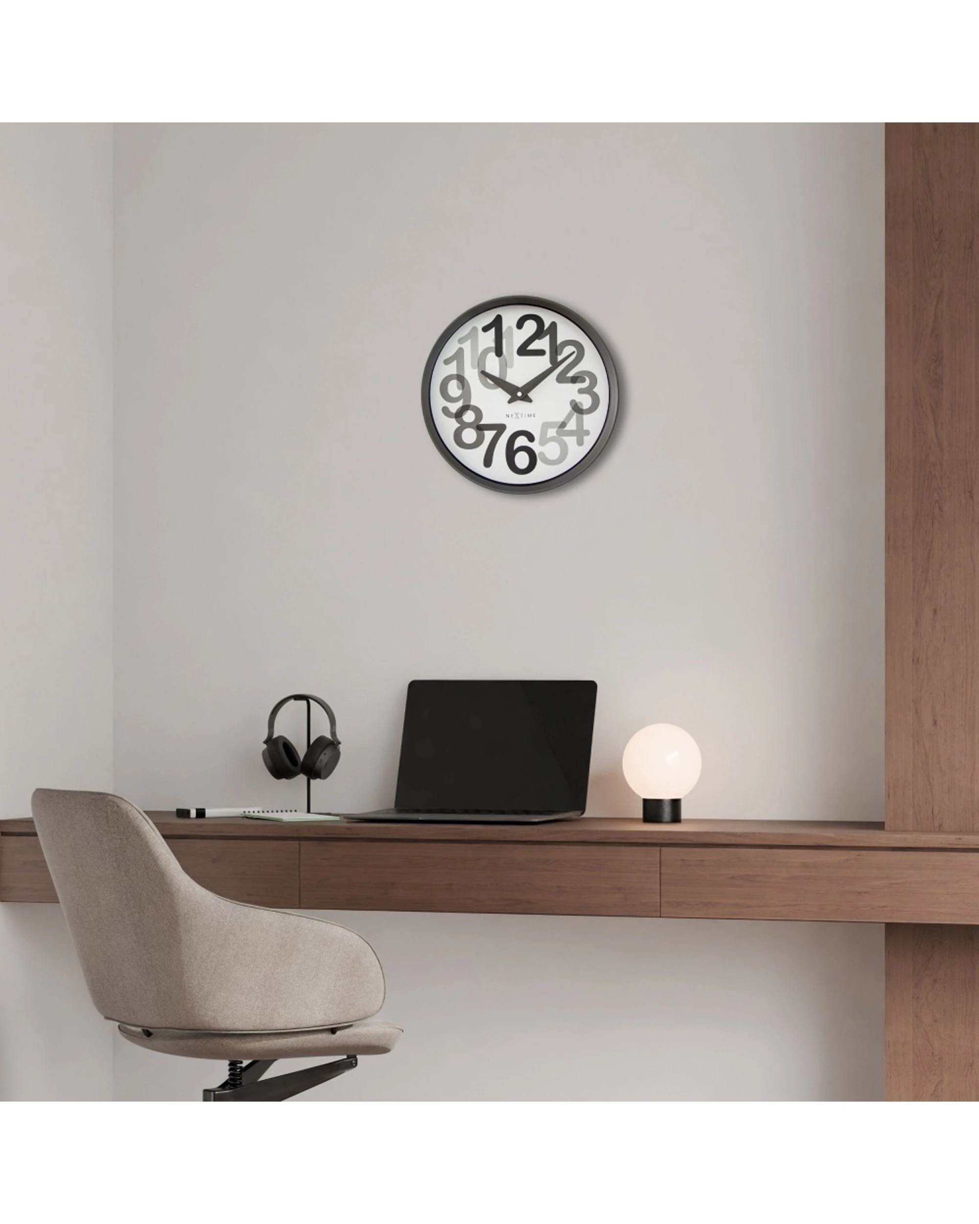 4 NeXtime Big Number Wall Clock Silent Analogue Modern Design 30cm - Grey, 4 of 7