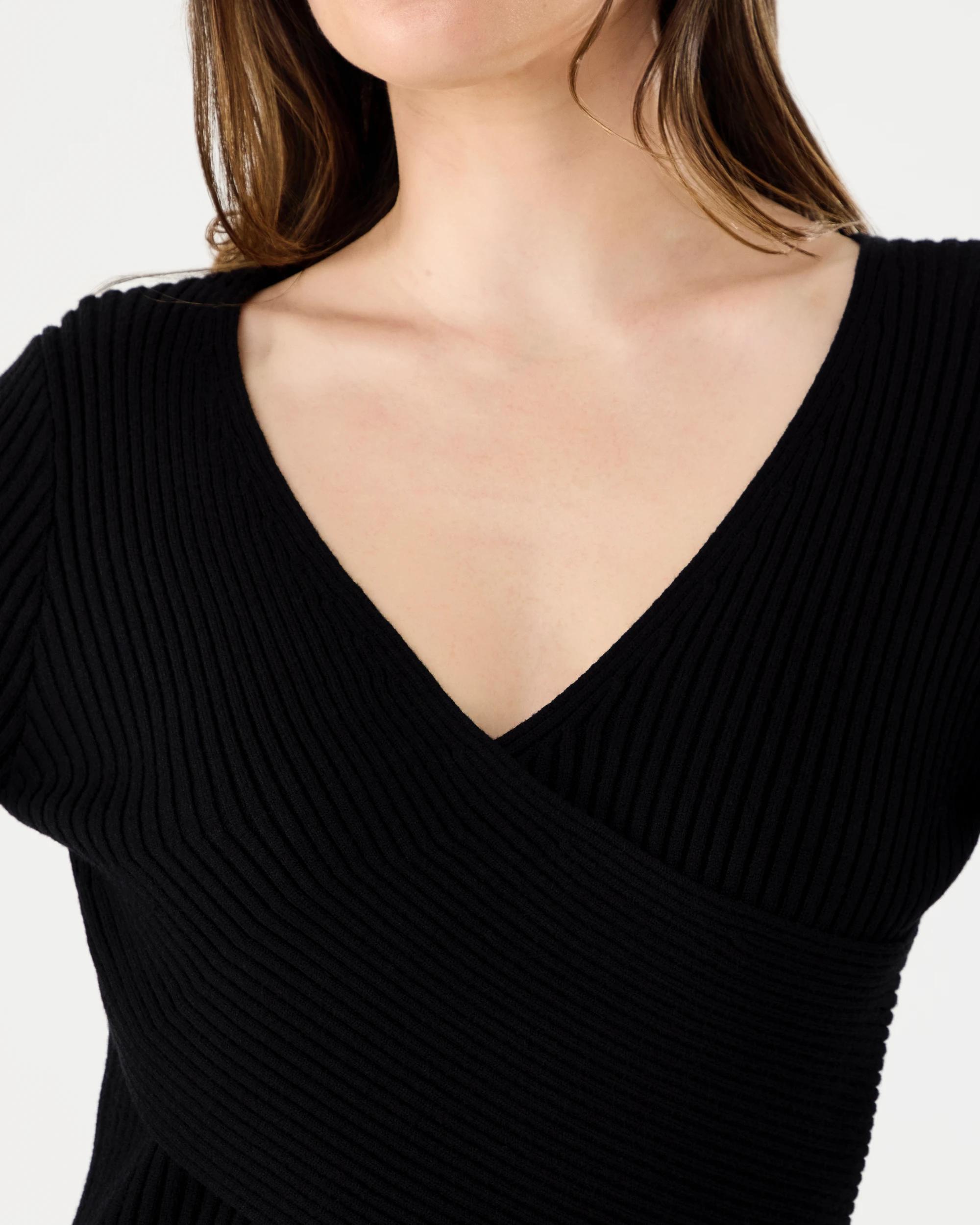 5 Long Sleeve Wrap Top Black, 5 of 6