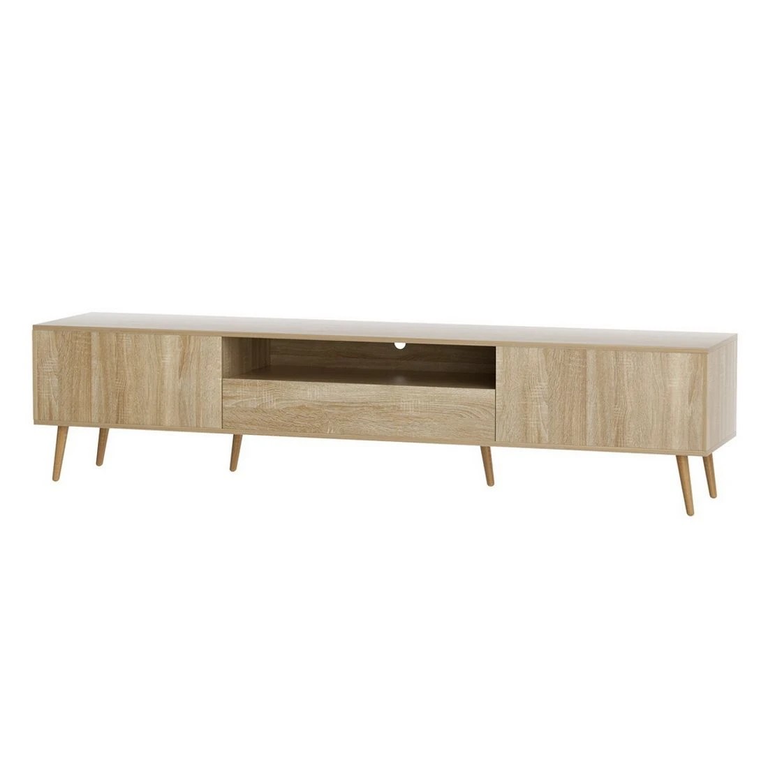 1 Artiss Entertainment Unit Alex TV Cabinet Storage Drawers 200CM - Natural, 1 of 8