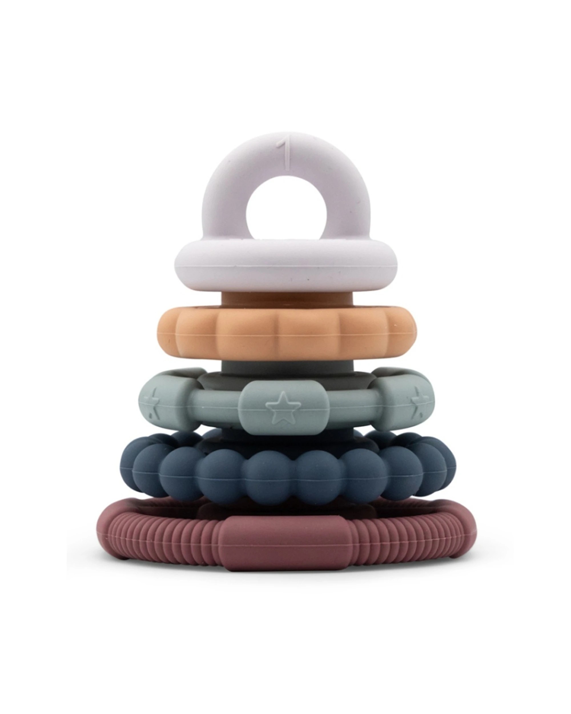 1 Jellystone Designs Rainbow Stacker Silicone Baby Teether & Toy Earth - Multi, 1 of 2