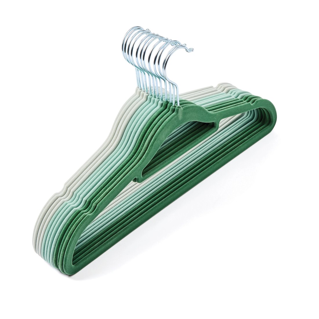 6 12 Pack Flocked Hangers - Green, 6 of 8