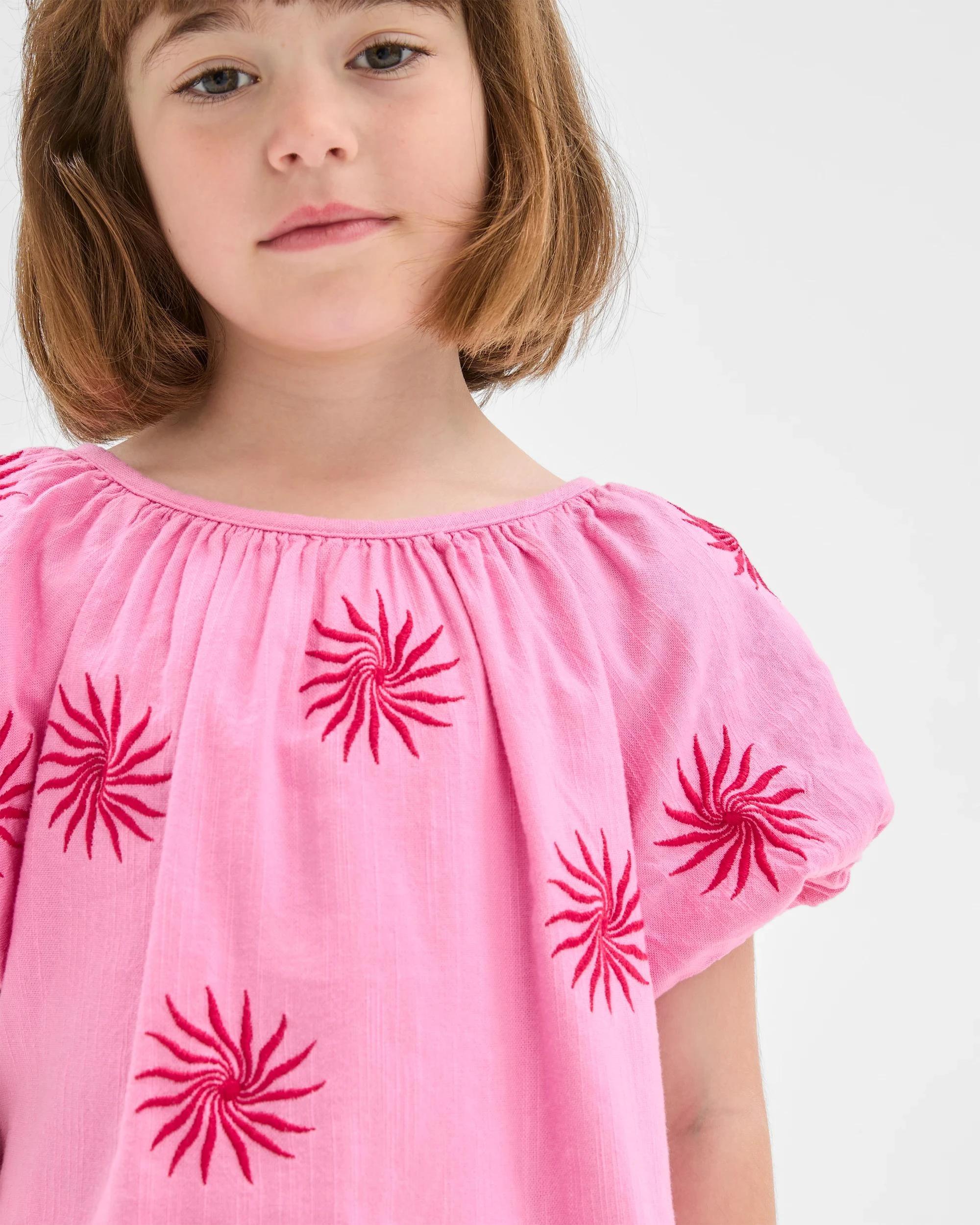 5 Target Embroidered Puff Sleeve Top PINK, 5 of 5