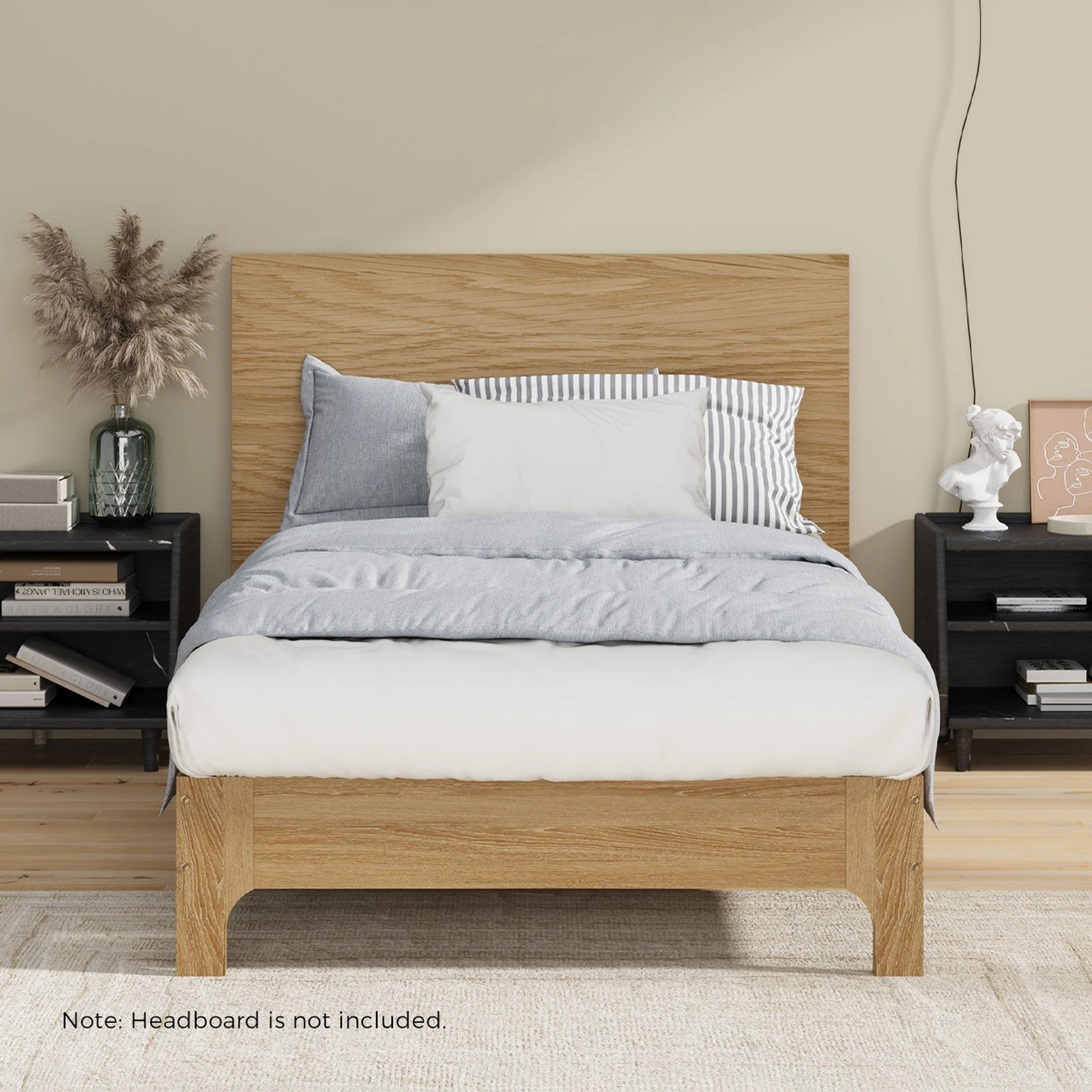 4 Oikiture Bed Frame Wooden Mattress Base Platform Beds - Single Bed - Natural, 4 of 9