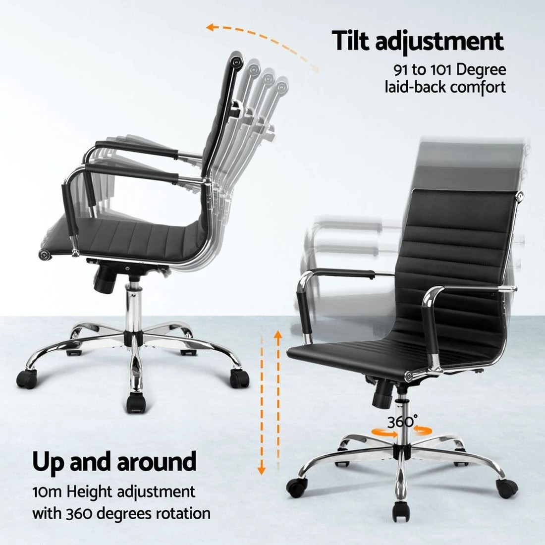 5 Artiss Office Chair Conference Chairs PU Leather Mid Back - Black, 5 of 8