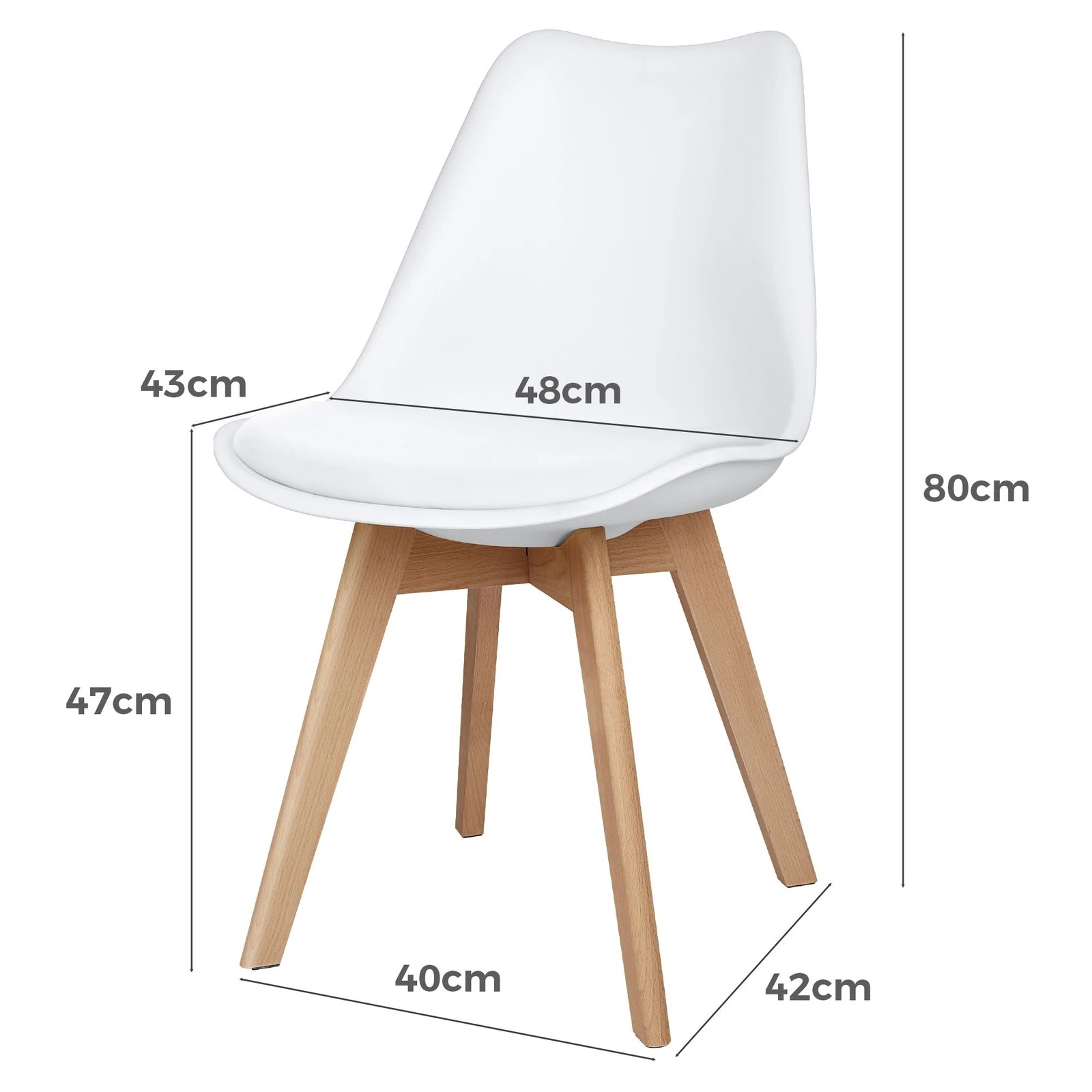 9 Alfordson 4x Dining Chairs Padding Retro PU Leather Kitchen Lounge Wooden - White, 9 of 10