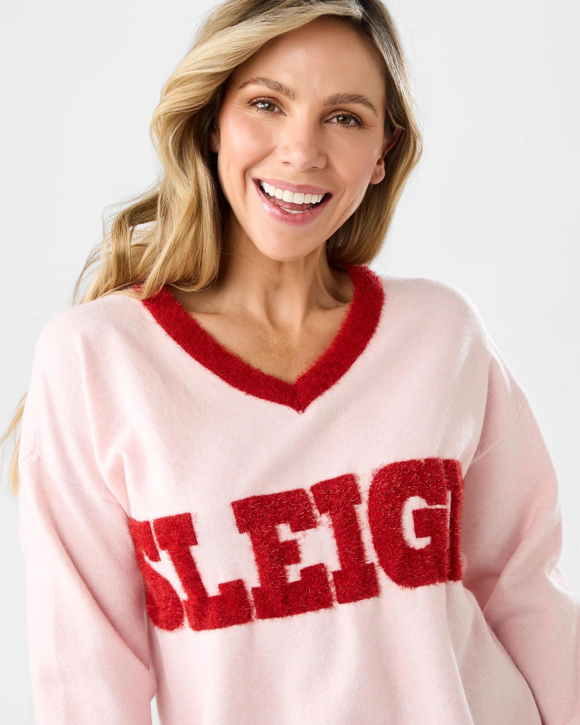 4 V-Neck Christmas Jumper Sleigh, 4 of 6