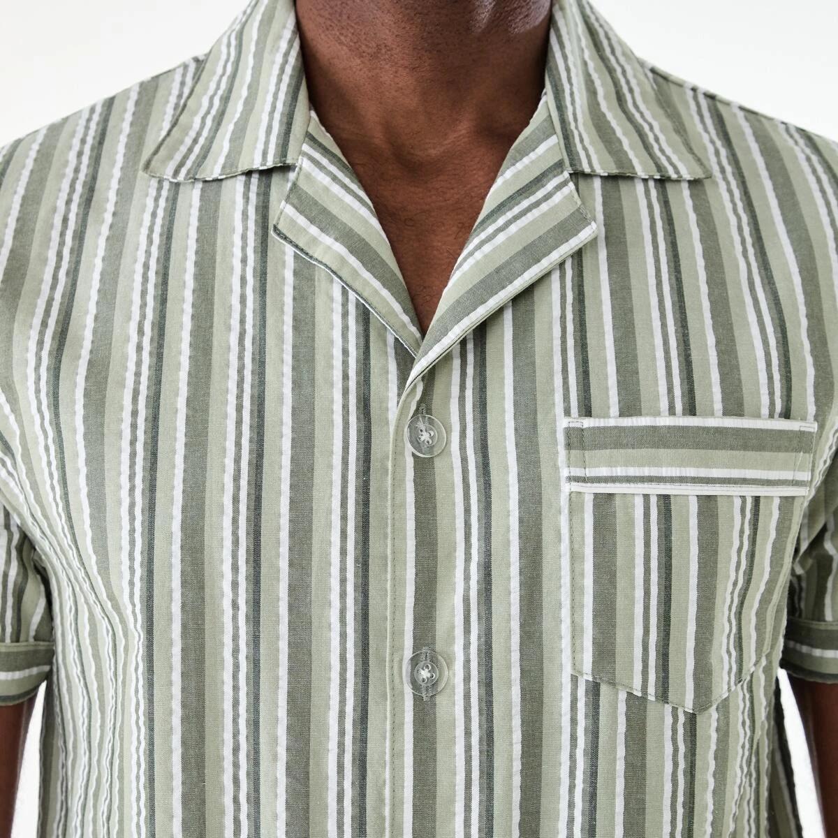6 Short Sleeve Button Through Pyjama Set CANAL STRIPE, 6 of 8