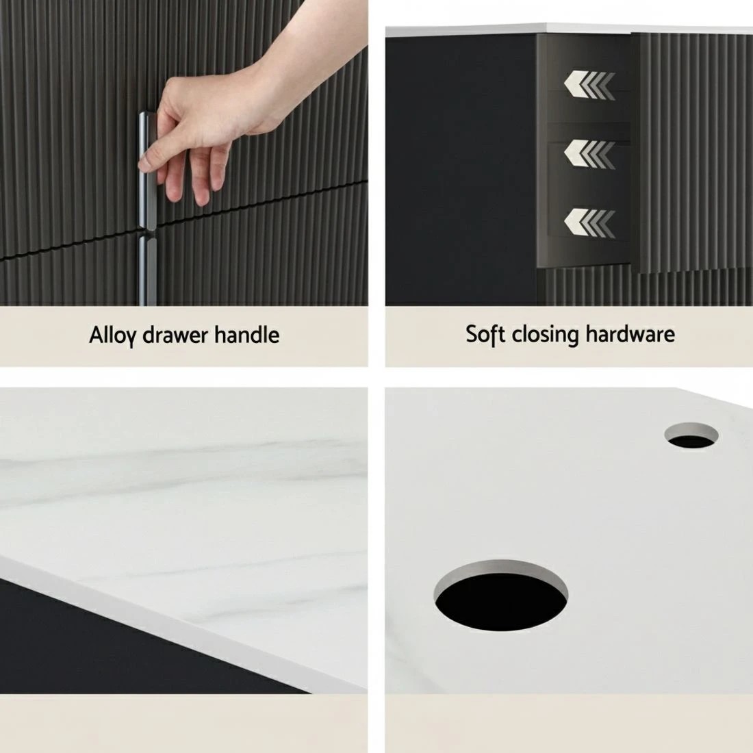 5 Cefito Vanity Unit 900mm Bathroom Cabinet Storage Wall Hung  Timber Front - Black, 5 of 5