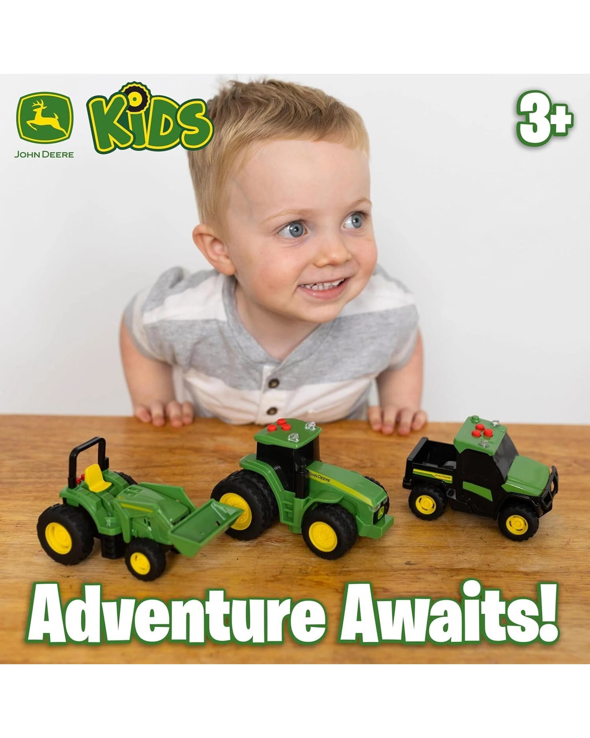 6 John Deere Kids Lights and Sounds Mini Farm Vehicles 3 Pack, 6 of 8