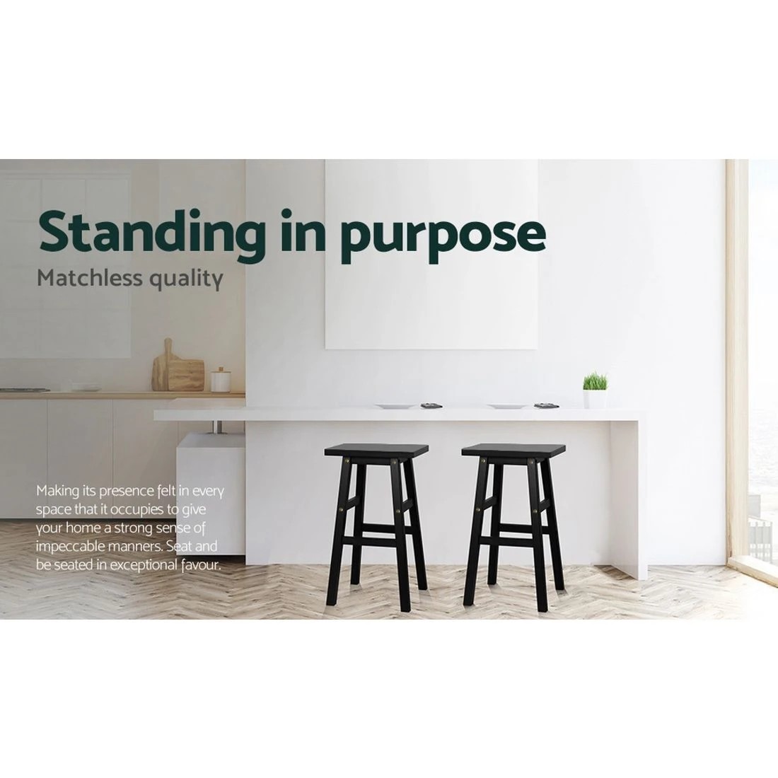 5 Artiss 4x Bar Stools Kitchen Chairs Wooden - Black, 5 of 5