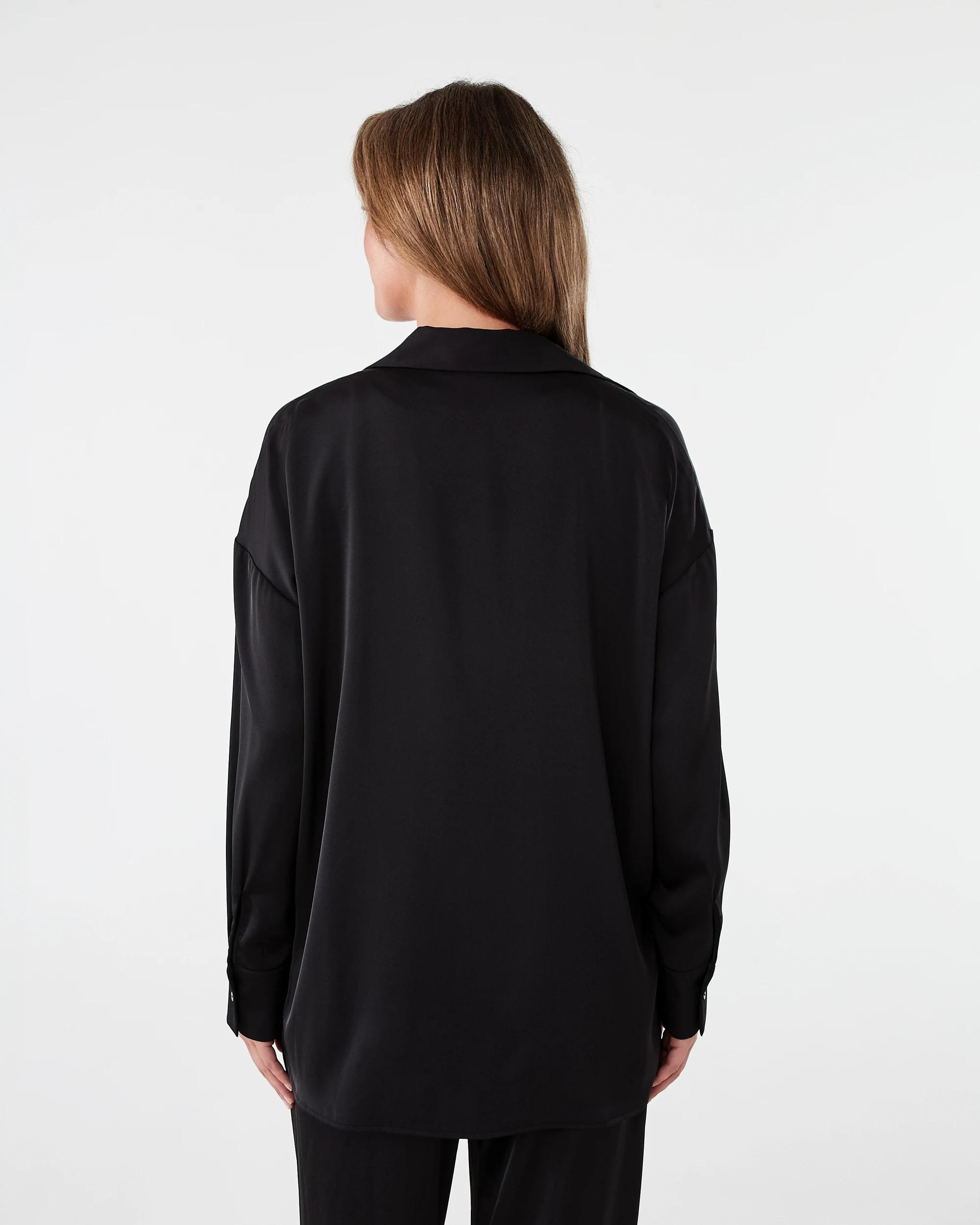 5 Long Sleeve Oversized Satin Shirt Black, 5 of 10