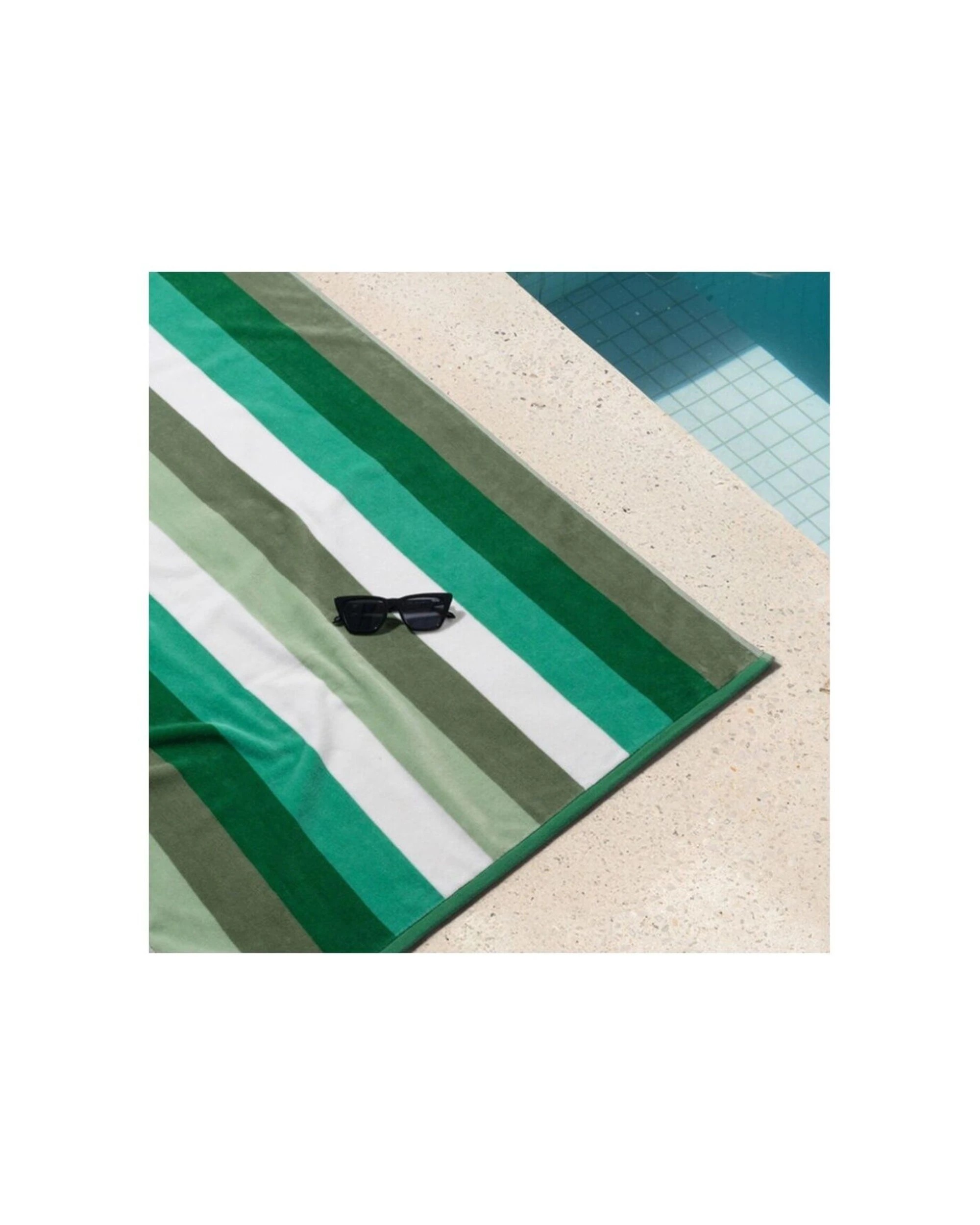 4 Canningvale Sorrentina Velour 2PK 100% Cotton Beach Towel Set 80x160cm Verde - Green, 4 of 4
