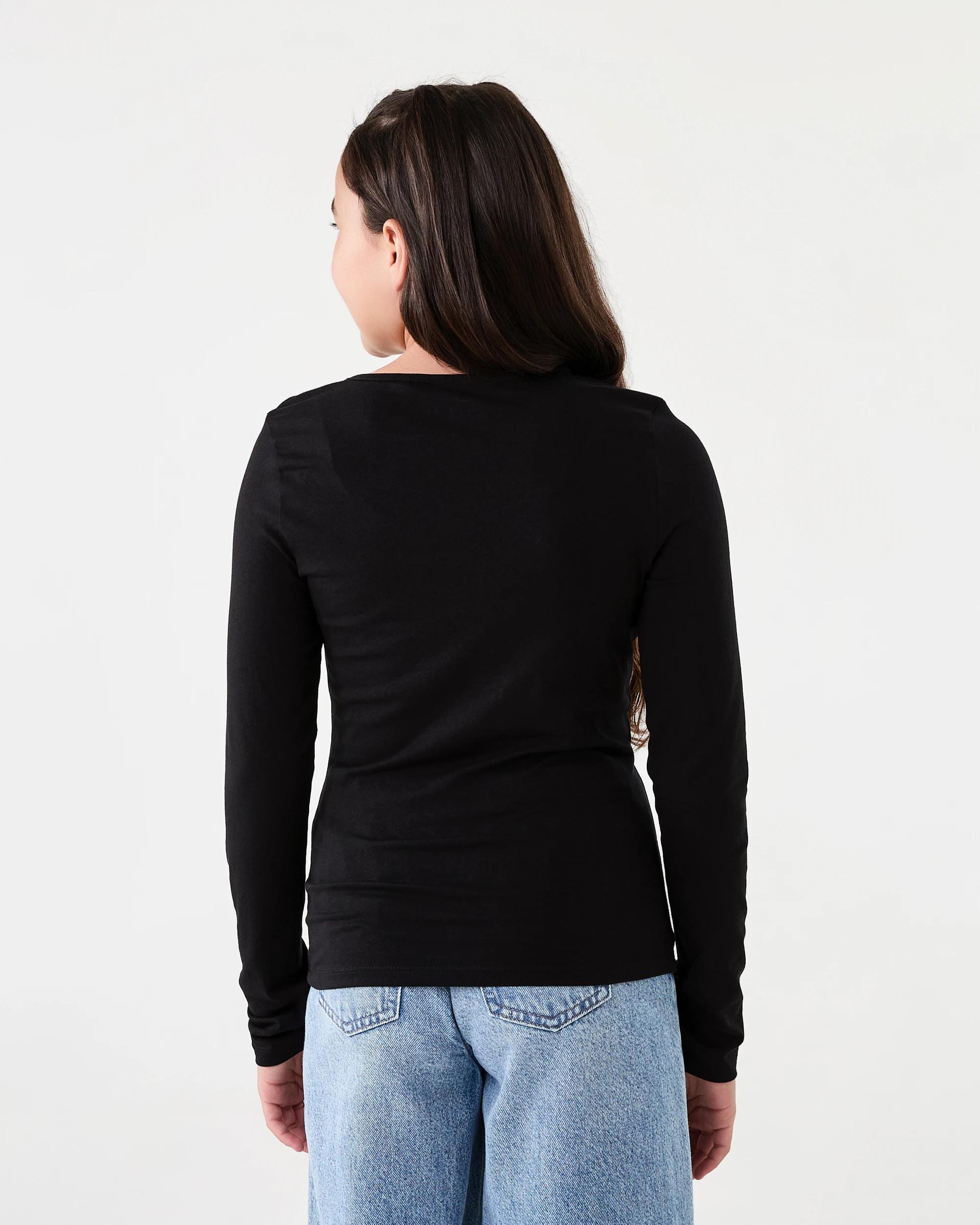 2 Plain Long Sleeve T-shirt Black, 2 of 6