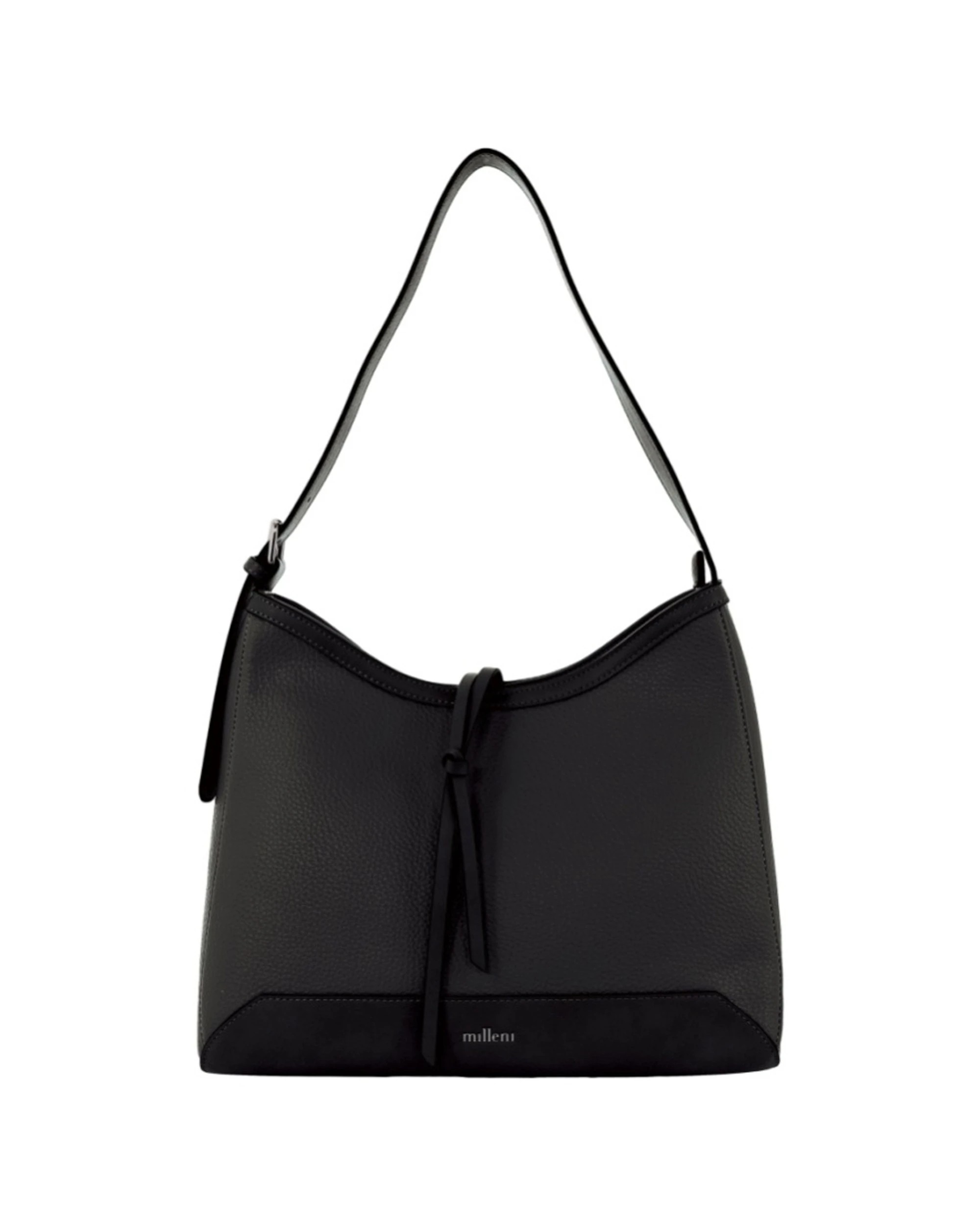 3 Milleni Vegan Leather Shoulder Bag Adjustable Strap Fits 13" Laptop 35x12x29cm - Black, 3 of 4