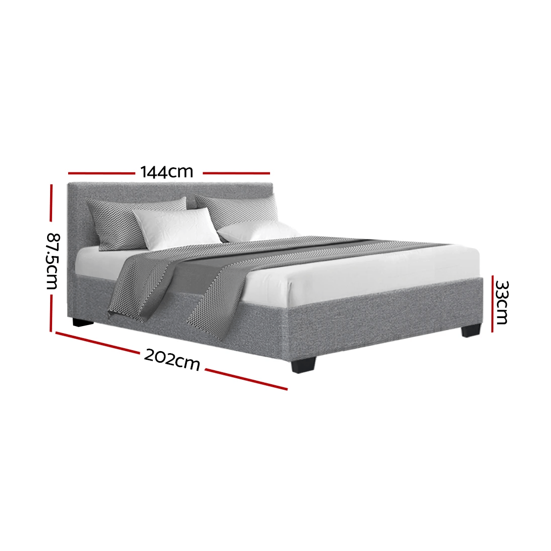 2 Artiss Bed Frame Double Size Gas Lift NINO - Grey, 2 of 10