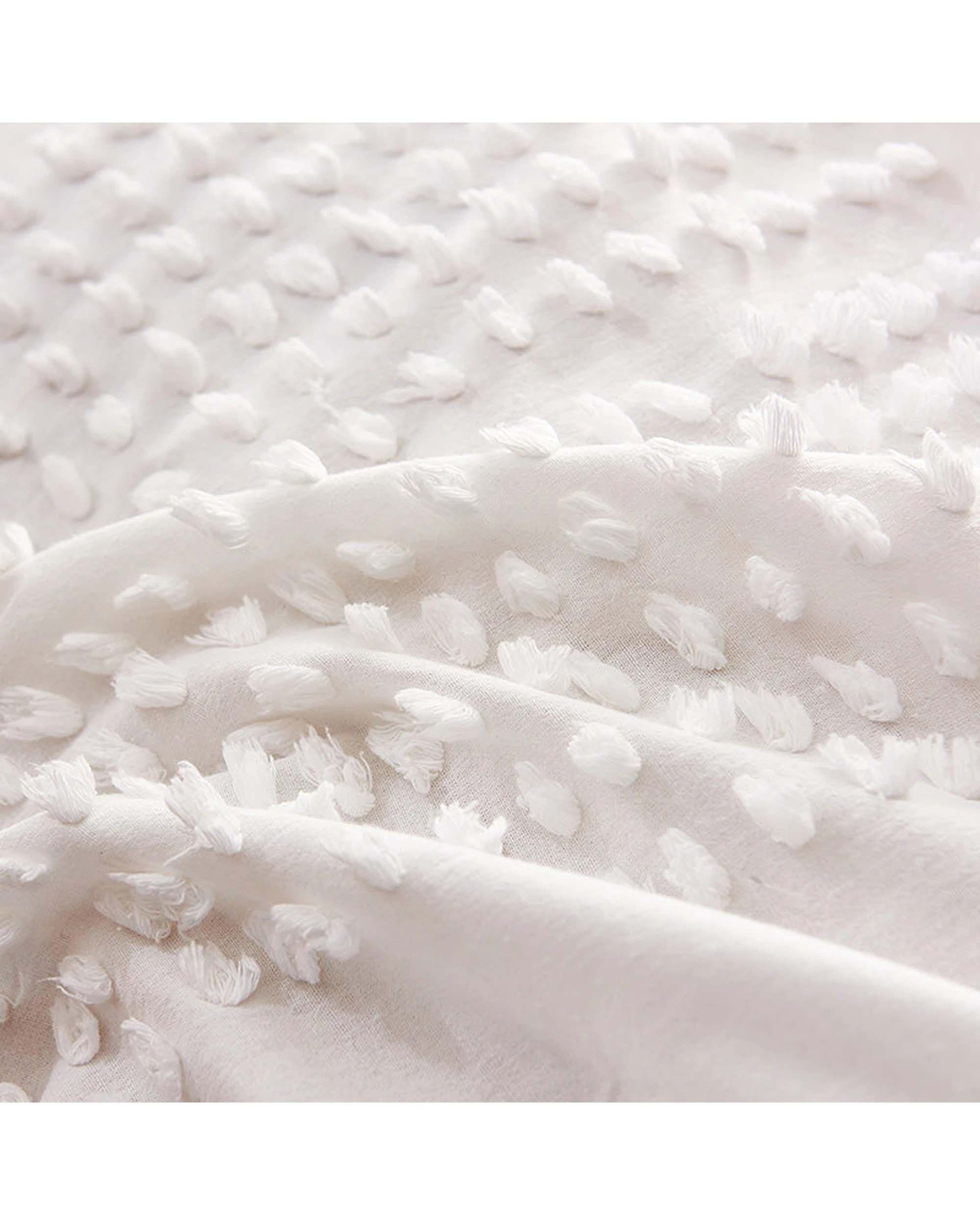 6 Cotton More 100% Cotton Tufted Pattern Quilt Doona Cover Set Double - White, 6 of 7