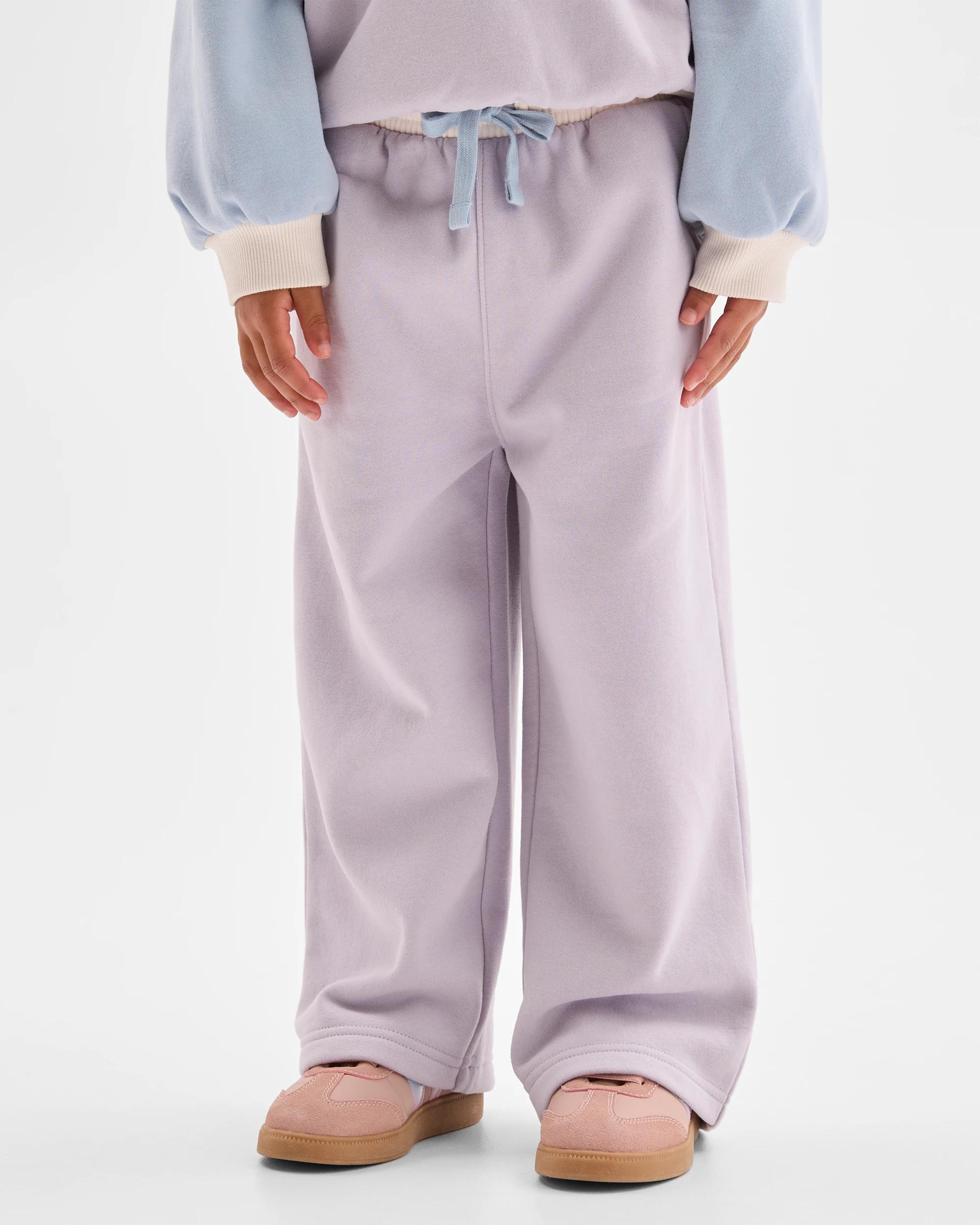 2 Target Kids Australian Cotton Blend Fashion Wide Leg Trackpants PURPLE COLOUR BLOCK, 2 of 5