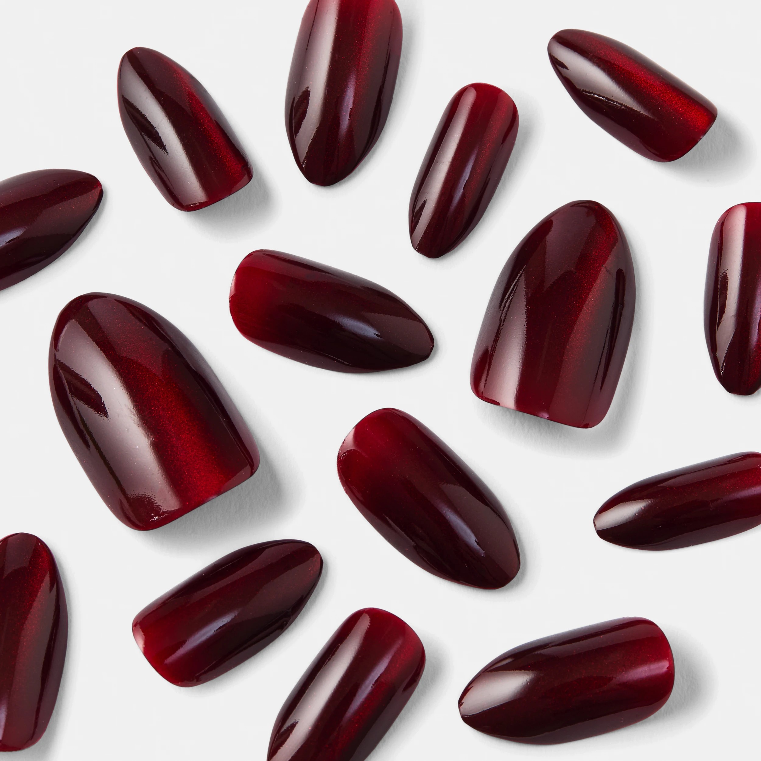 4 OXX Cosmetics 24 Pack Artificial Nails with Adhesive - Almond Shape, Red, 4 of 5
