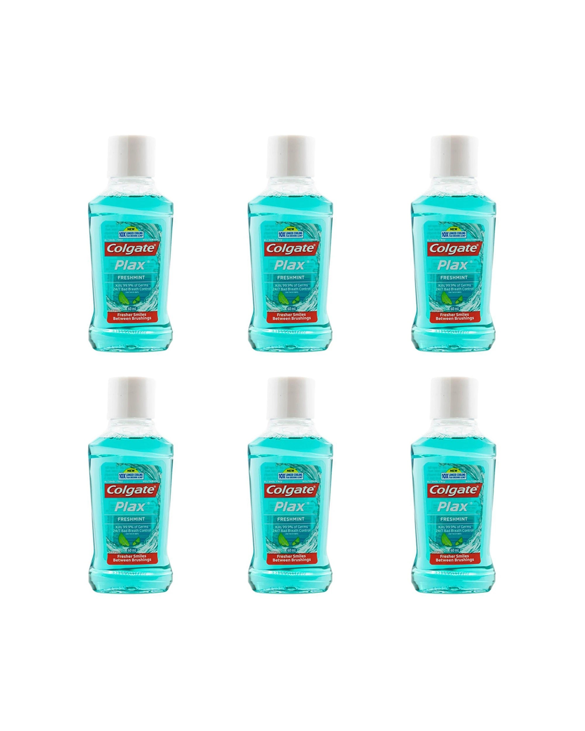 1 Colgate 6PK Plax Antibacterial Mouthwash Freshmint Flavour 60ml - Blue, 1 of 3
