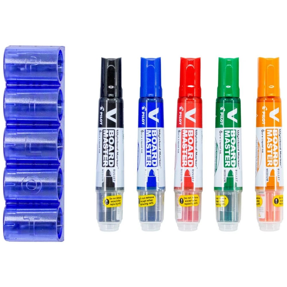 4 PILOT V Board Whiteboard Marker Bullet Assorted 5 Pk + Holder, 4 of 8