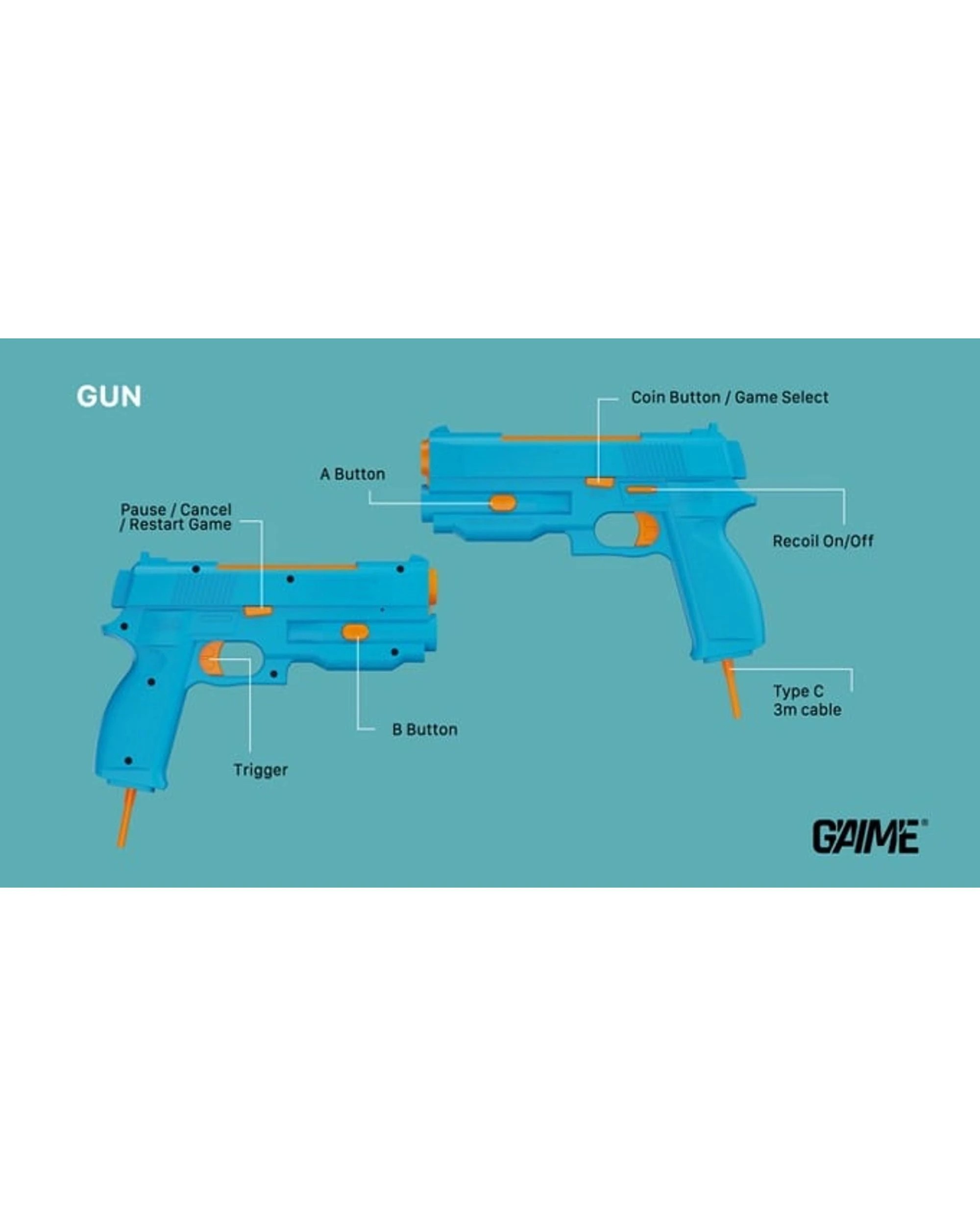 4 G'AIM'E Time Crisis Gun Controller Set for Modern TVs - 2 Gun Ultimate Pack - Blue, 4 of 9