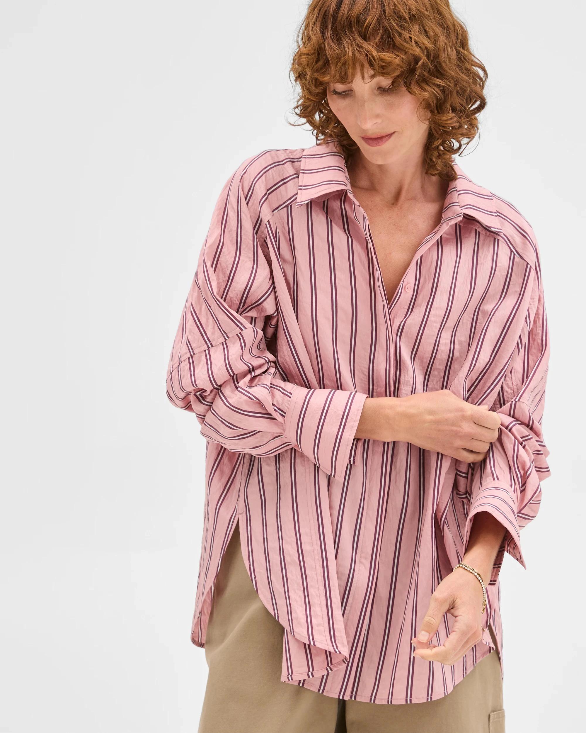 2 Target Woman Relaxed 2-Way Shirt SOFT BLUSH STRIPE, 2 of 6