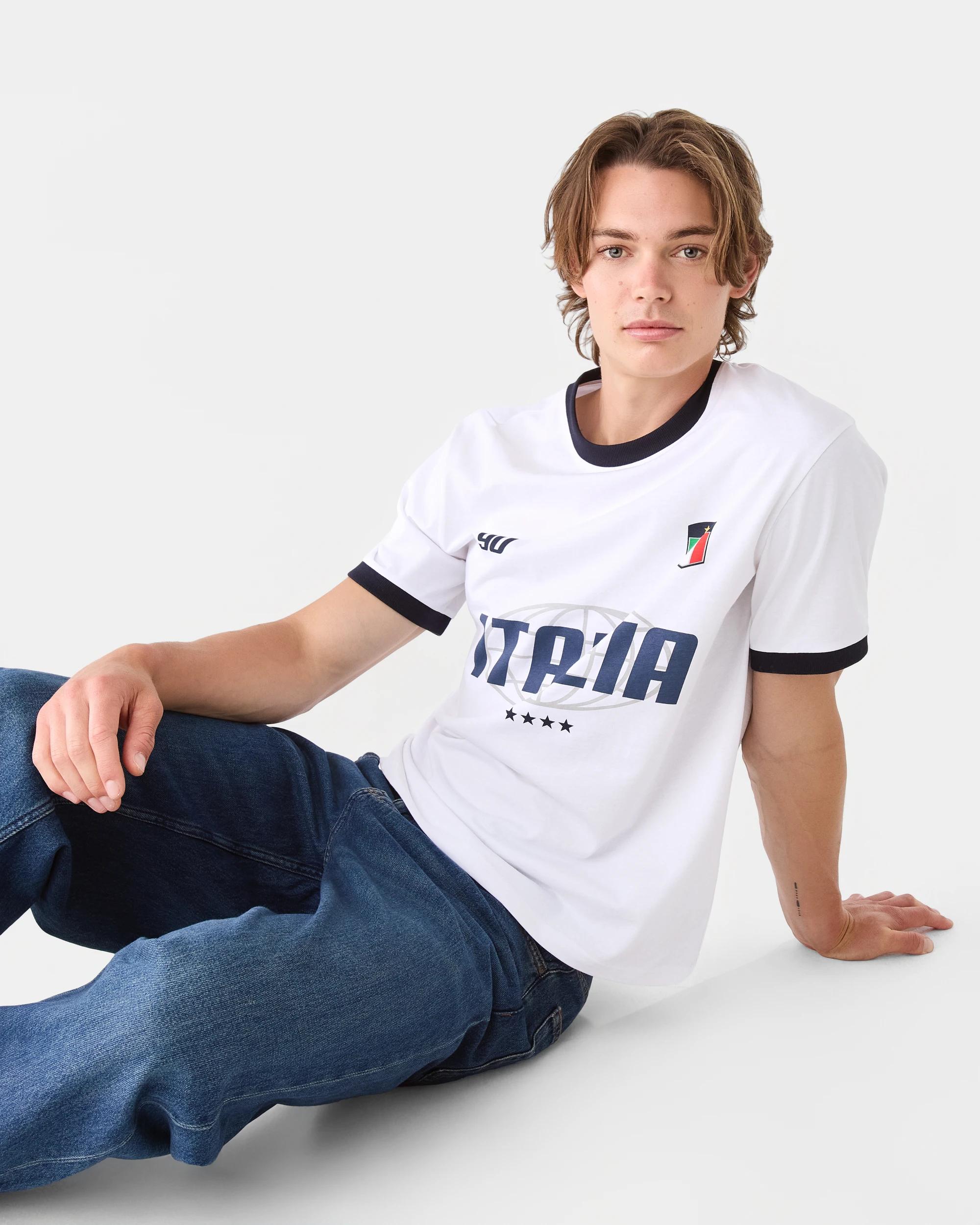 10 Ringer Print T-shirt Wht Italia, 10 of 10