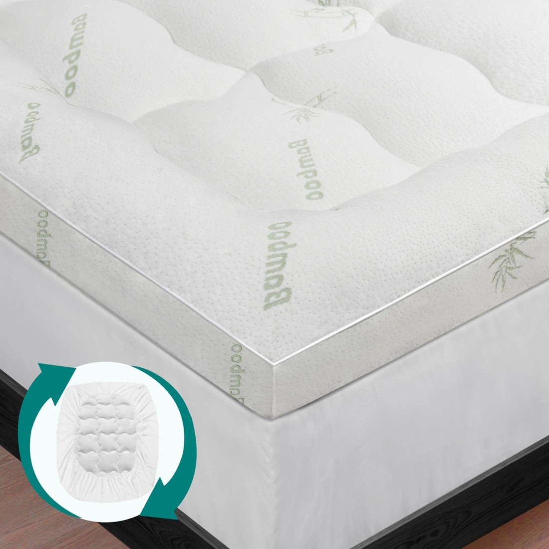 6 Starry Eucalypt Bamboo Fibre Pillowtop Mattress Topper Underlay Pad 9cm - Queen Size, 6 of 6