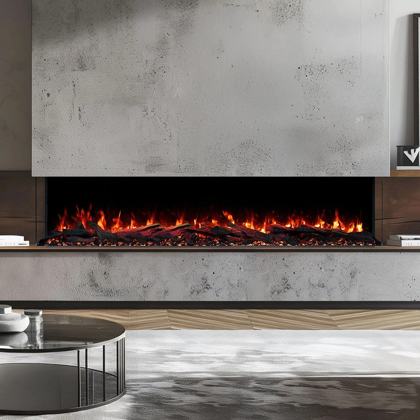 2 Moda Living Devon 3-Sided 71 inch Extra Deep Electric Fireplace - Black, 2 of 10