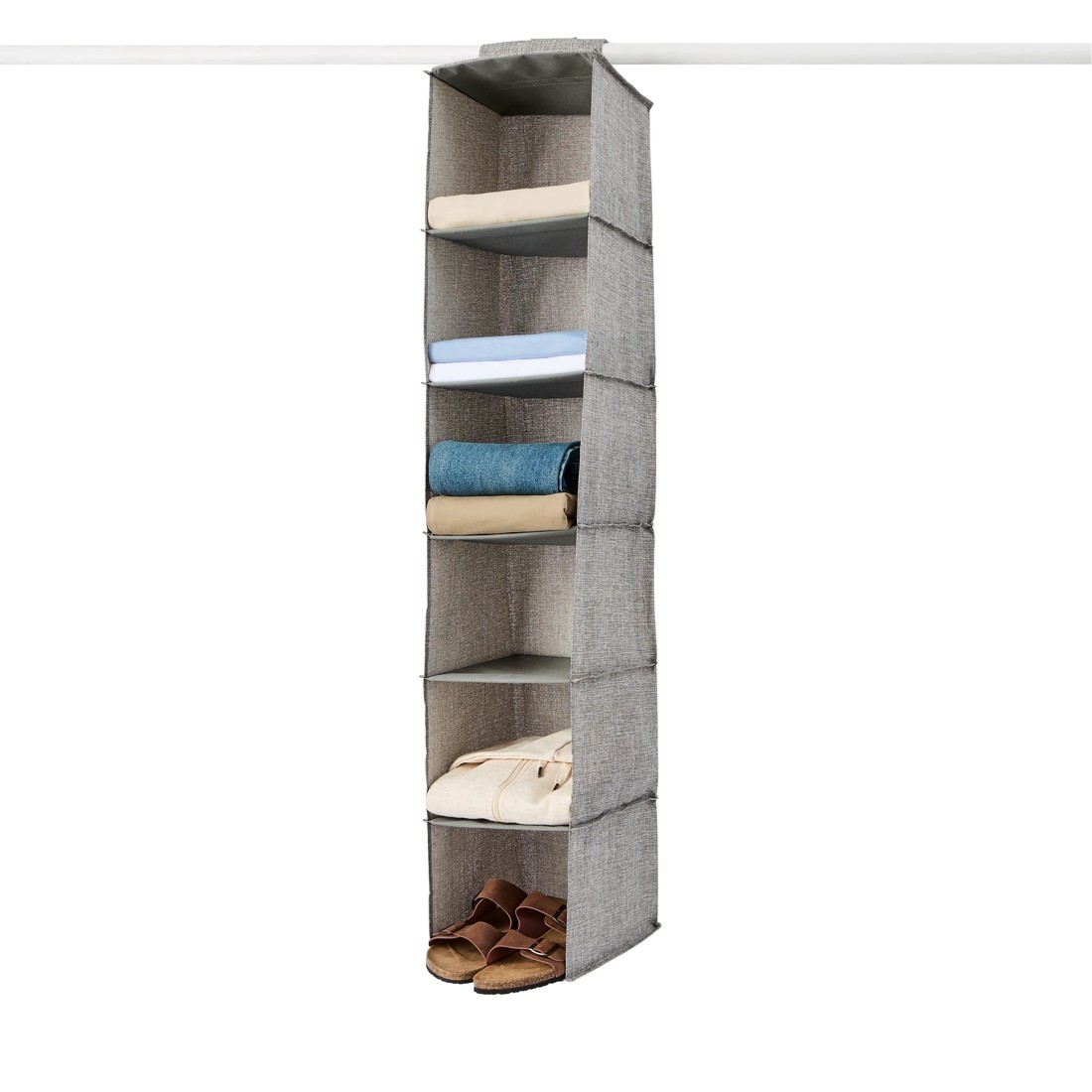 2 6 Shelf Linen Look Hanging Organiser - Charcoal, 2 of 8