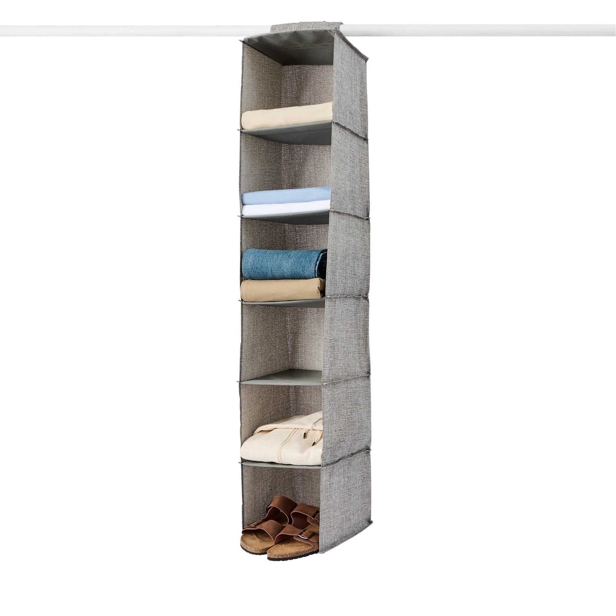 2 6 Shelf Linen Look Hanging Organiser - Charcoal, 2 of 8