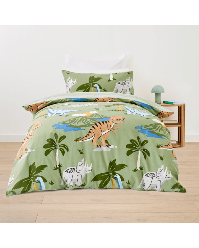 Dino Cotton Rich Reversible Quilt Cover Set - Single