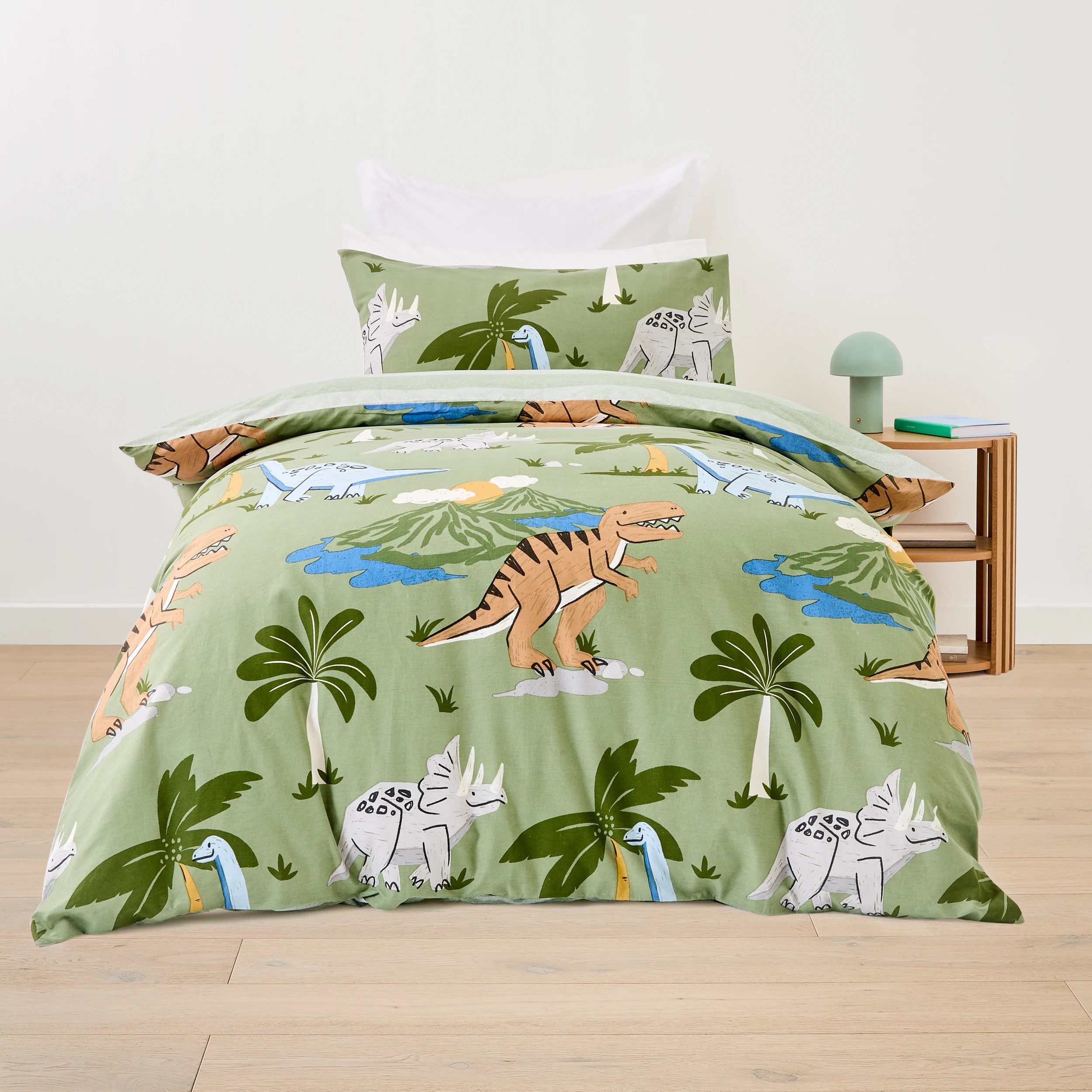 1 Dino Cotton Rich Reversible Quilt Cover Set - Single Bed, 1 of 7