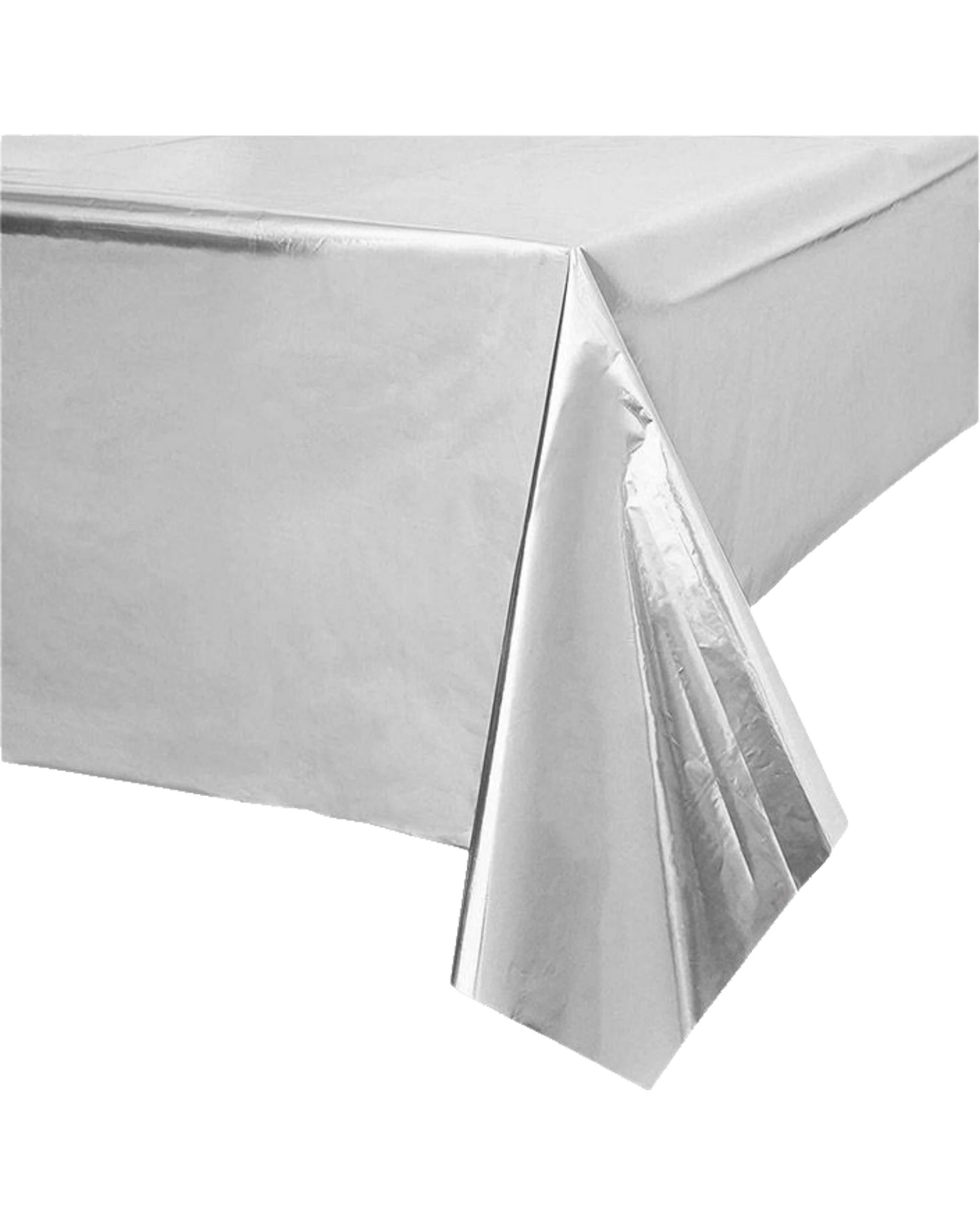 1 Partyrama Metallic Silver Foil Rectangular Plastic Tablecloth - Silver, 1 of 1