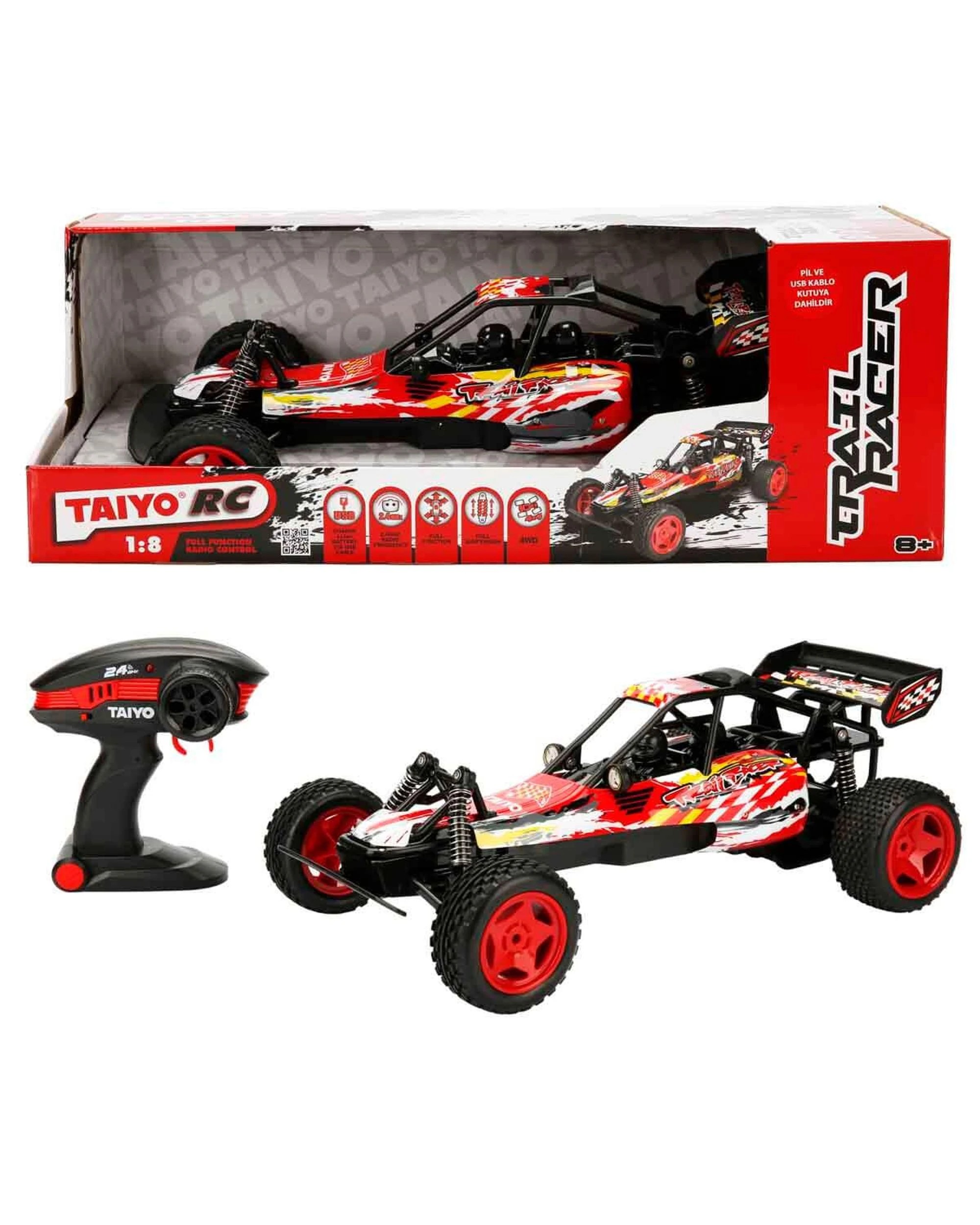 1 TAIYO RC Trail Racer 1:8 Scale Remote Control Vehicle - Red, 1 of 7