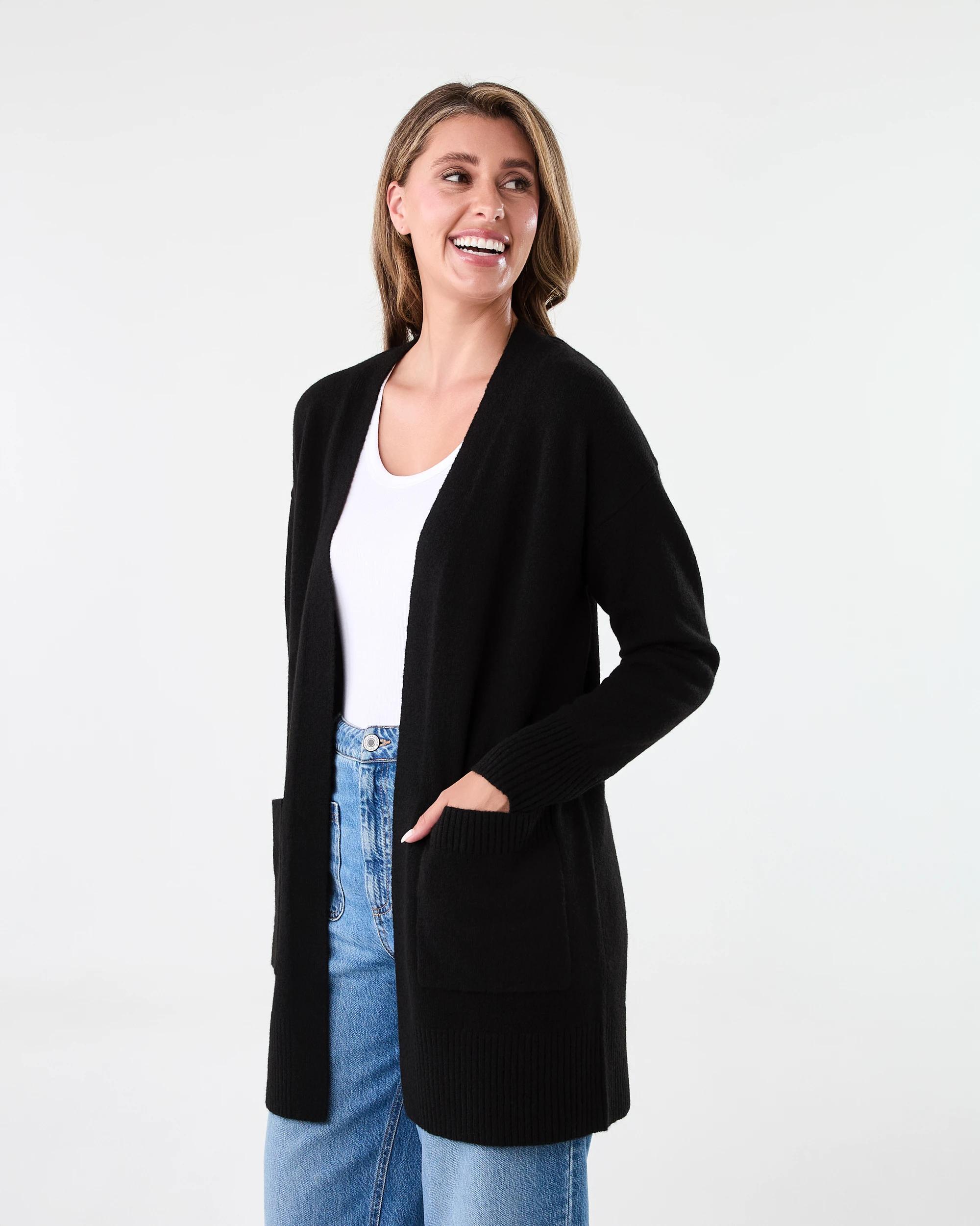 2 Mid Length Cardigan Black, 2 of 5