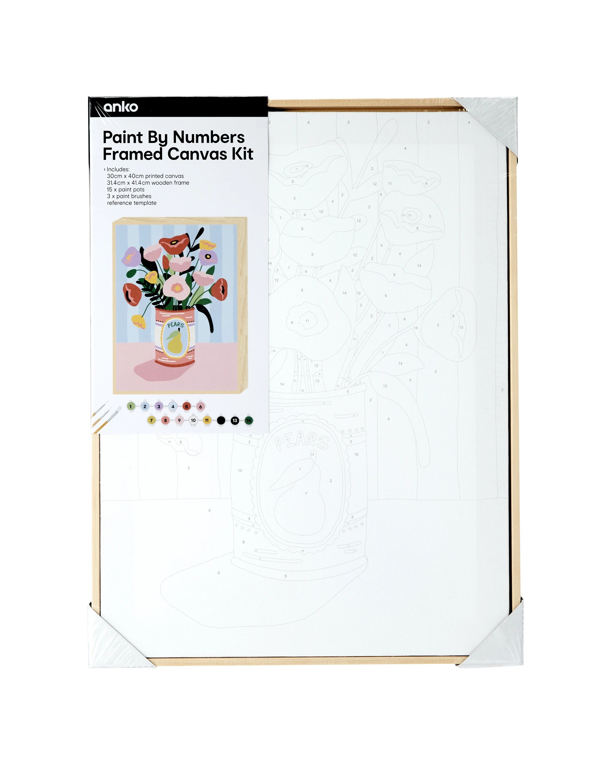 1 Paint by Numbers Framed Canvas Kit - Floral, 1 of 3