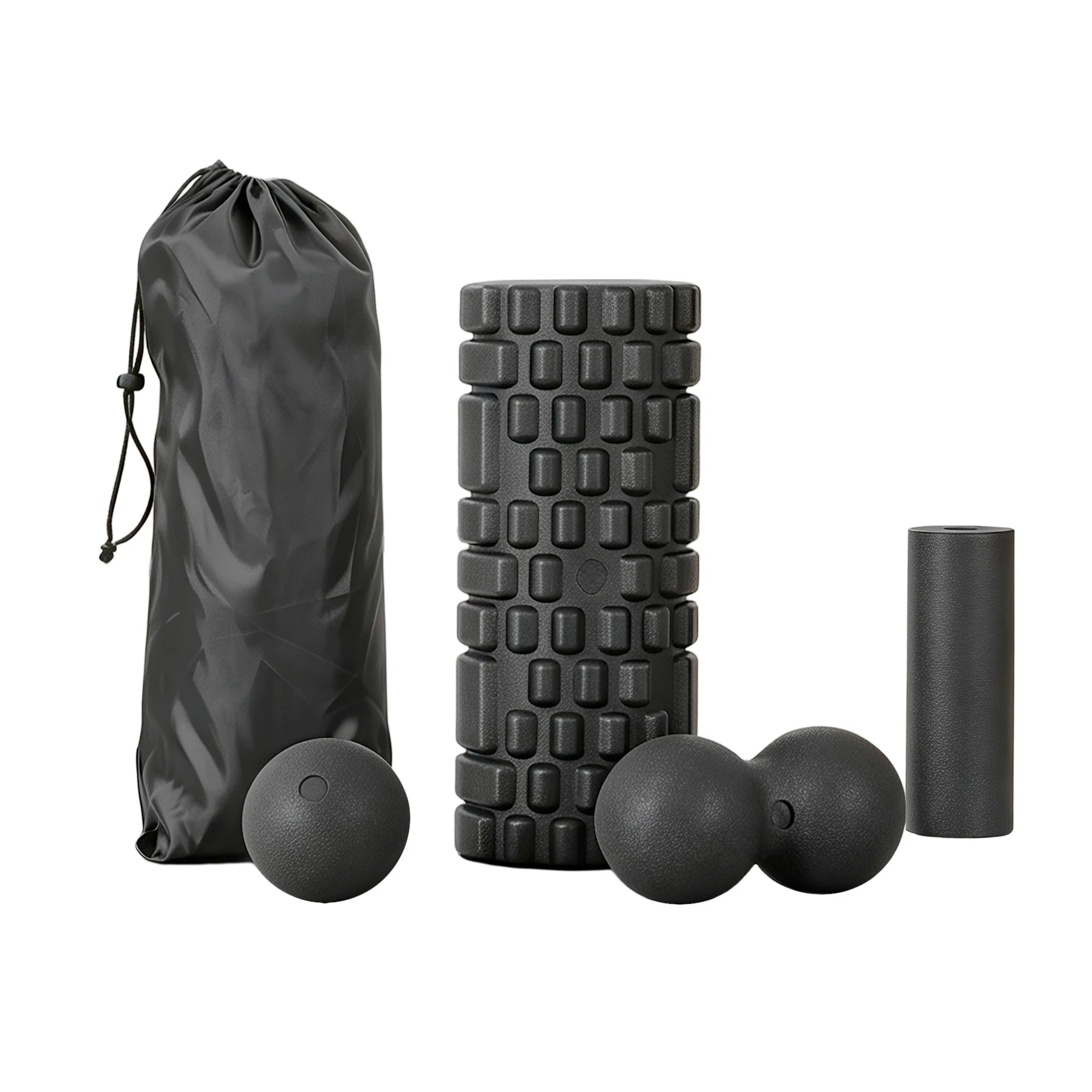 1 Everfit Foam Roller Set 4 in 1 Deep Tissue Muscle Massager for Back Pain Relief Home Gym Storage Bag - Black, 1 of 7