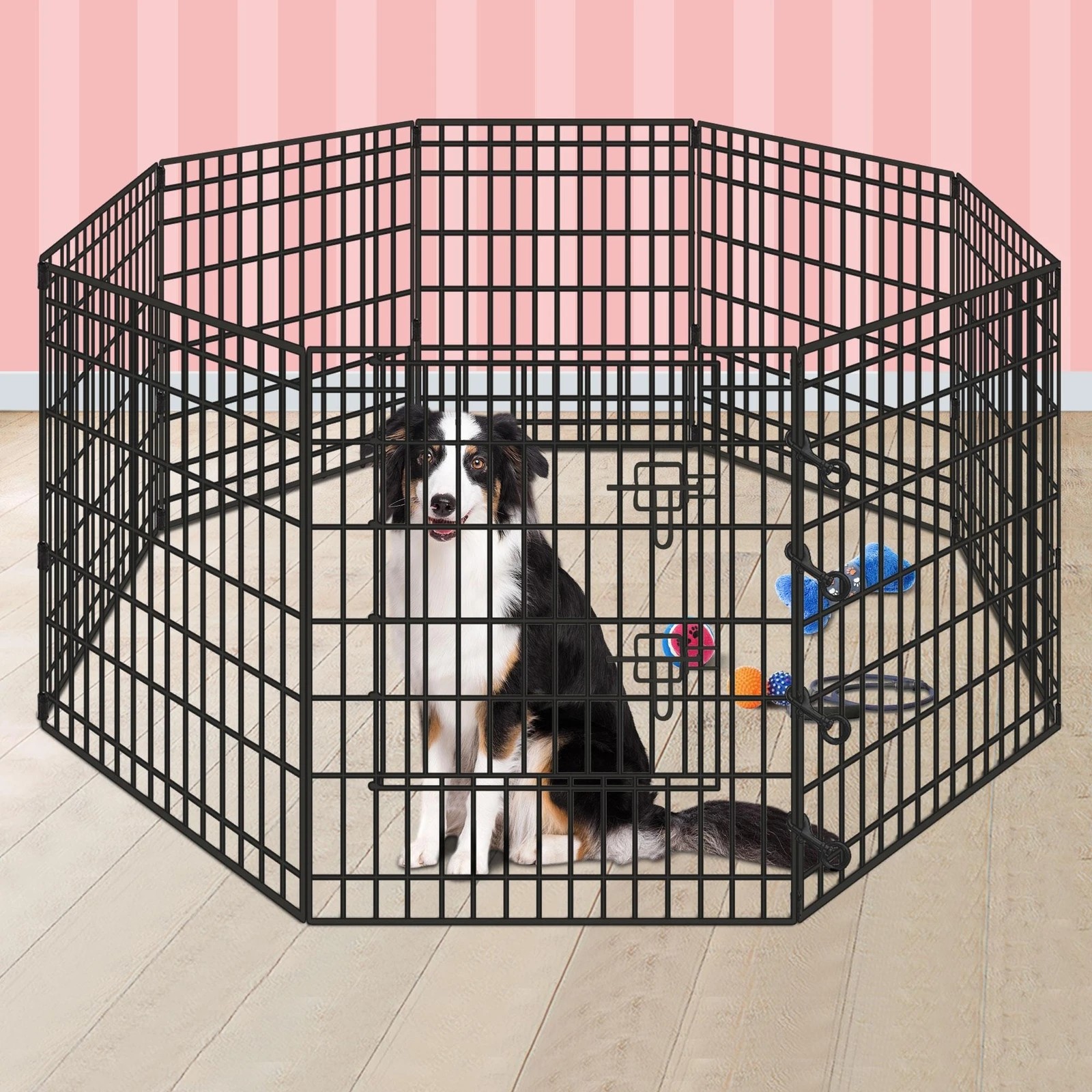 2 Beastie Dog Playpen Pet Cage Fence 8 Panel Enclosure Metal Puppy Pen 36" - Black, 2 of 6
