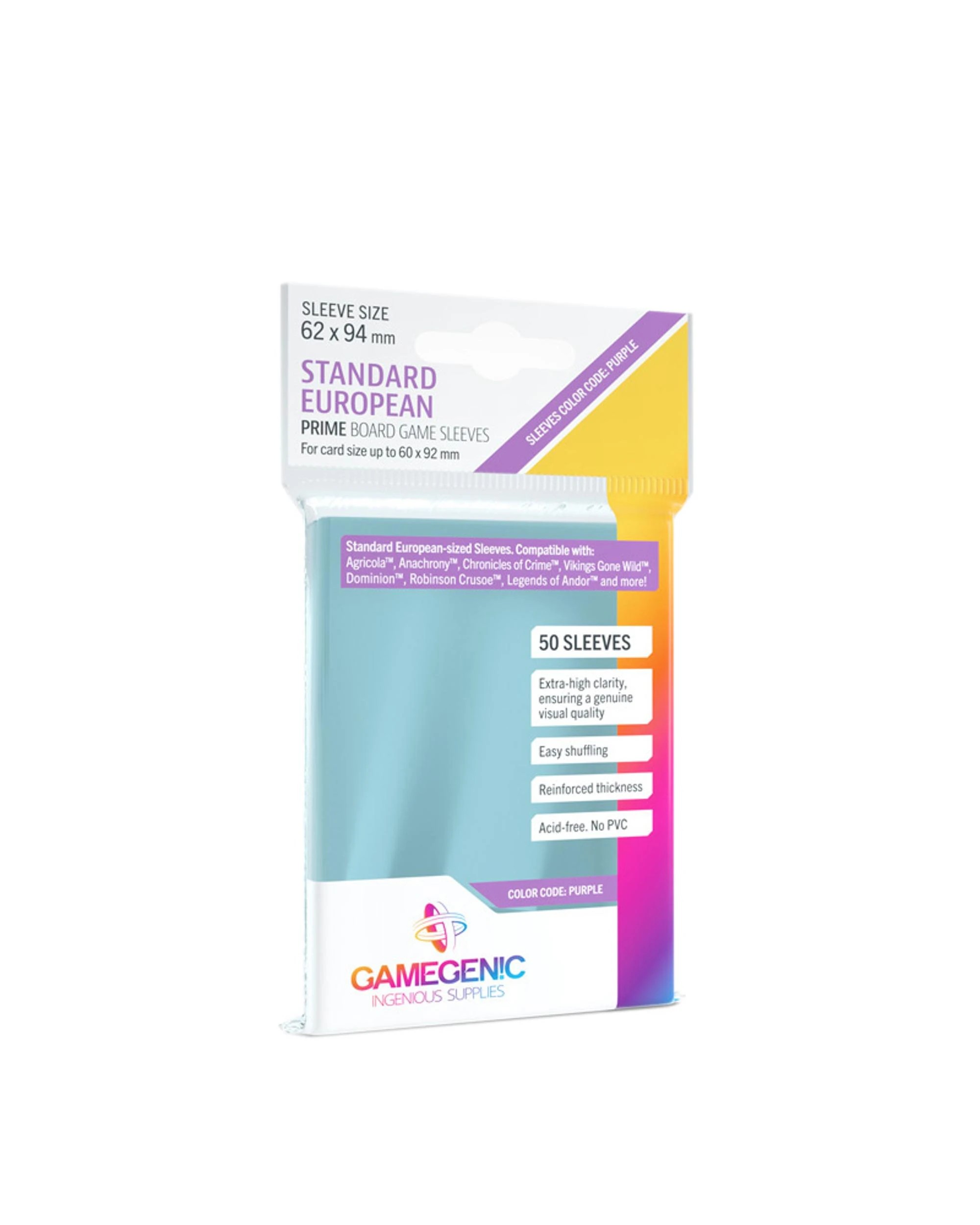 1 Gamegenic Standard European Prime Board Game Sleeves, 1 of 1