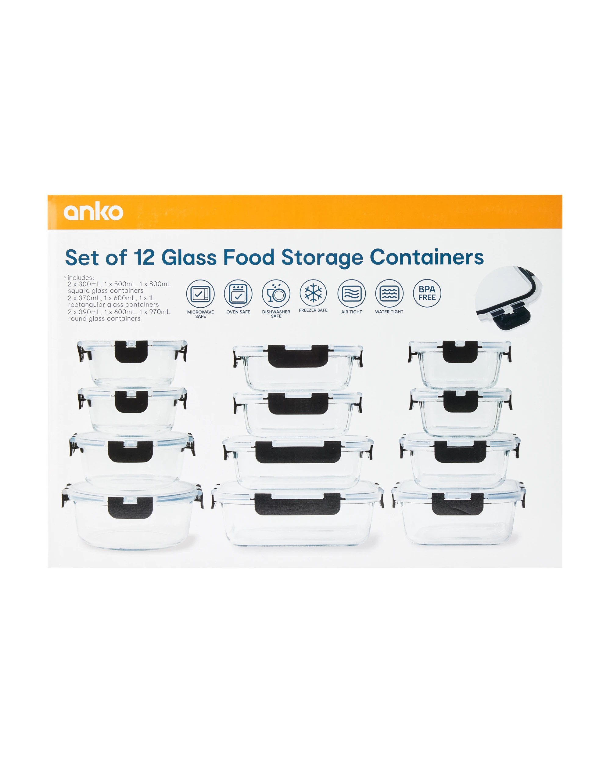 9 Set of 12 Glass Food Storage Containers, 9 of 9