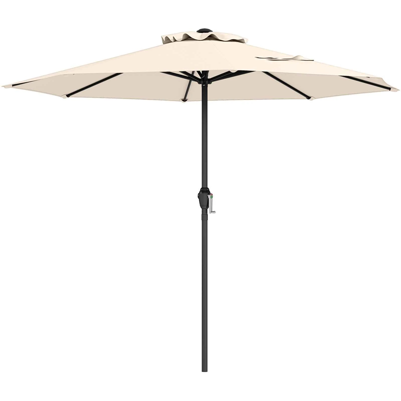 1 Costway 2.6M Patio Umbrella Outdoor Metal Heavy Sun Shade Shelter - Beige, 1 of 1
