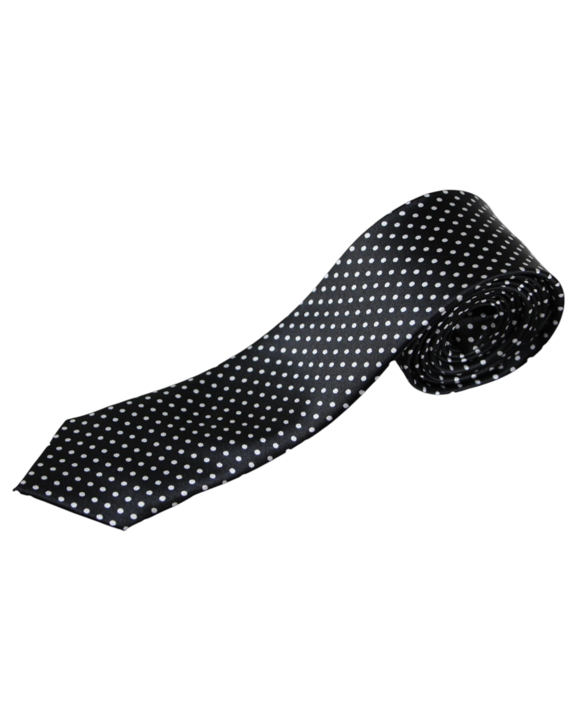 1 Zasel Mens Black & White Small Polka Dot 5cm Skinny Neck Tie - Multi - Multi, 1 of 3