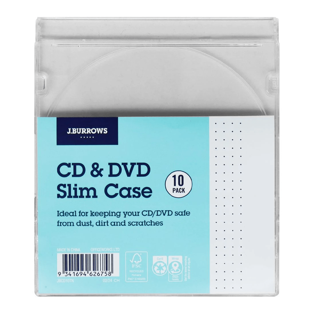 1 J.Burrows Slim CD Case Clear 10 Pack, 1 of 5