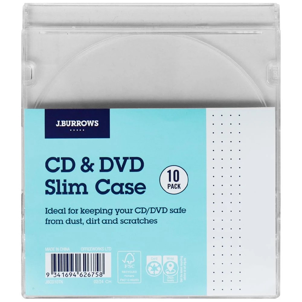 1 J.Burrows Slim CD Case Clear 10 Pack, 1 of 6