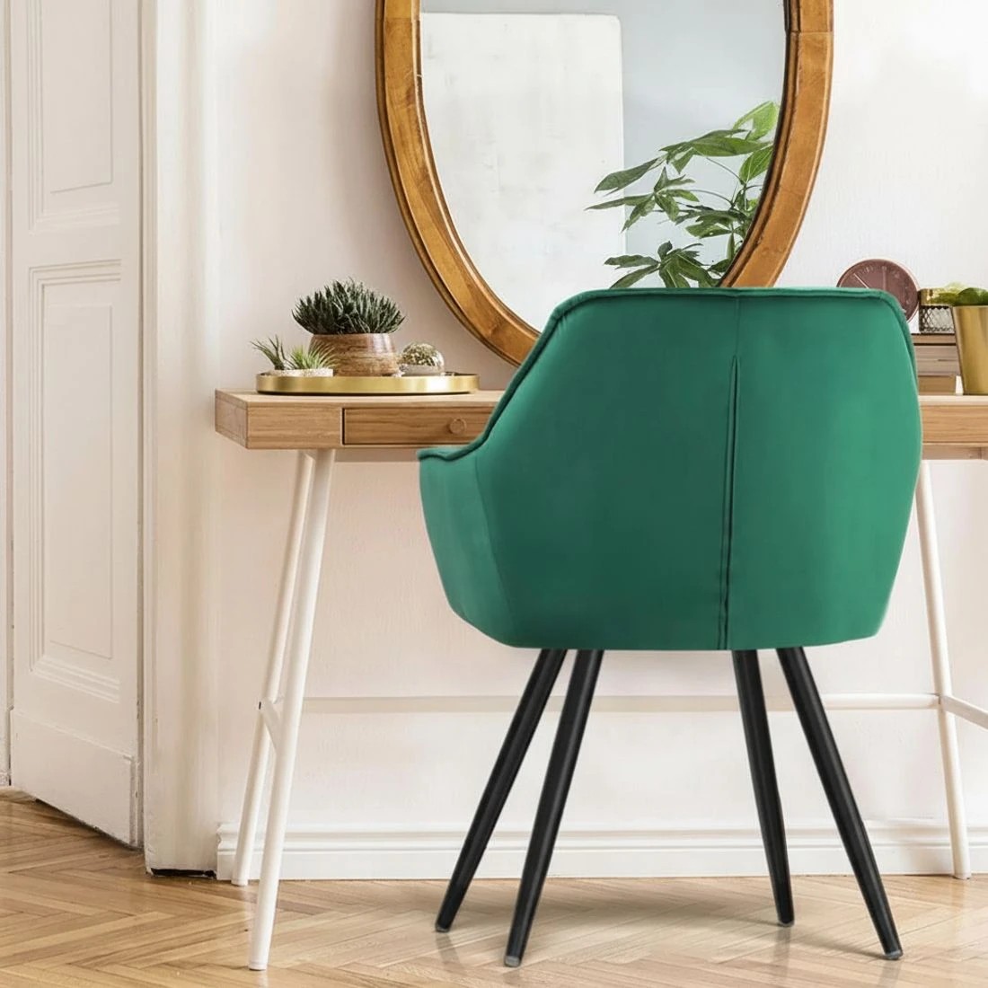 6 Artiss Dining Chairs Set of 4 Velvet Diamond Tufted Armchair Green - Green, 6 of 6