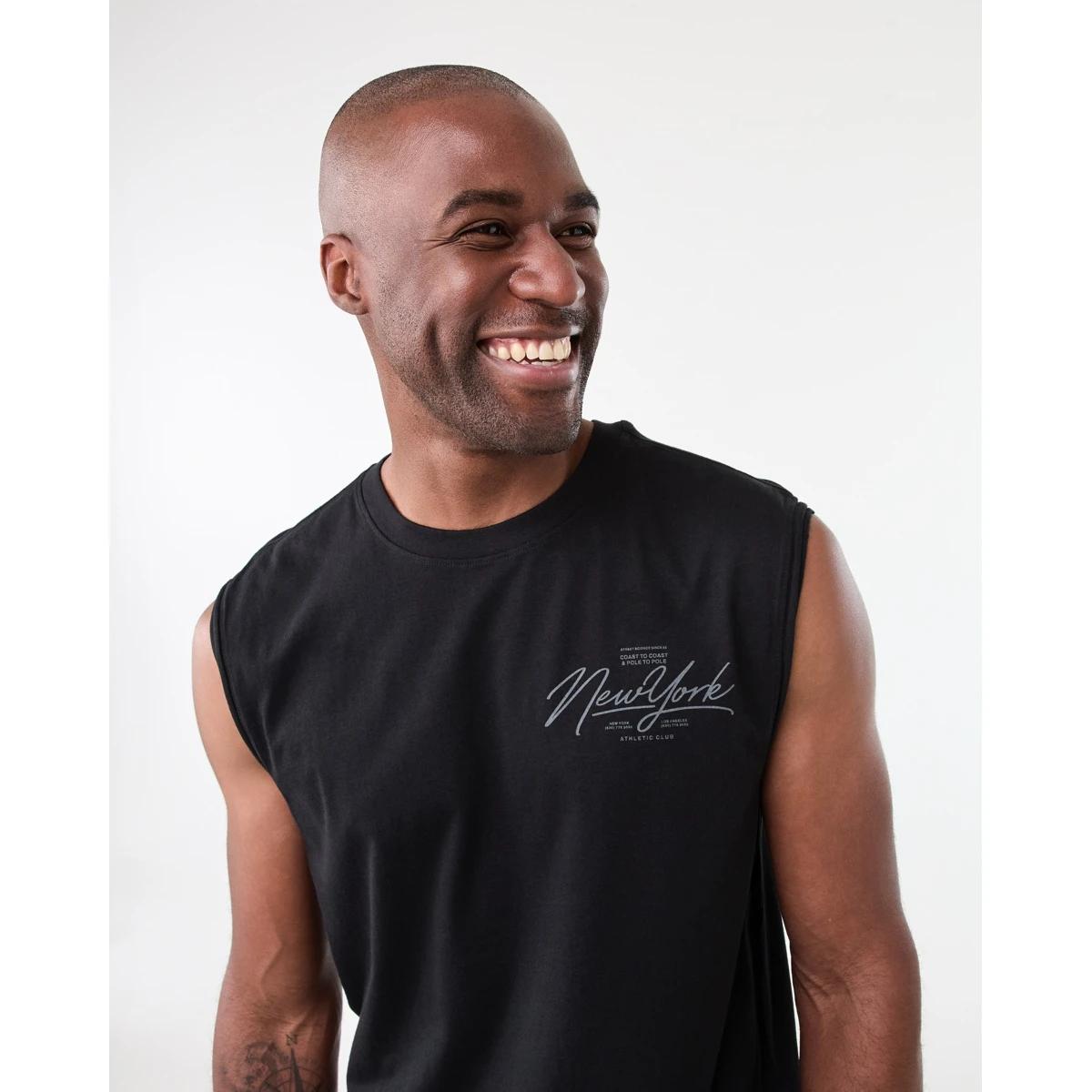 4 Graphic Curved Hem Muscle Blk Nyclub, 4 of 6