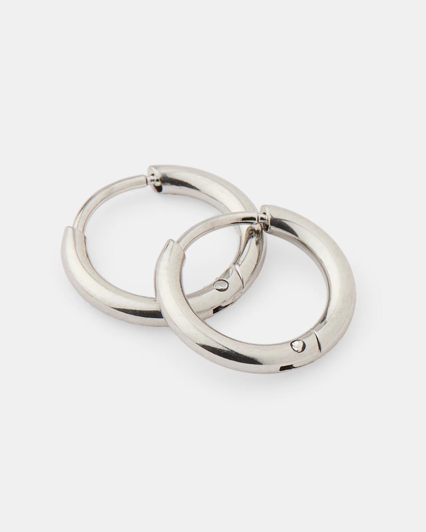 3 Waterproof Stainless Steel Hoop Earrings - Silver Tone Silver, 3 of 4
